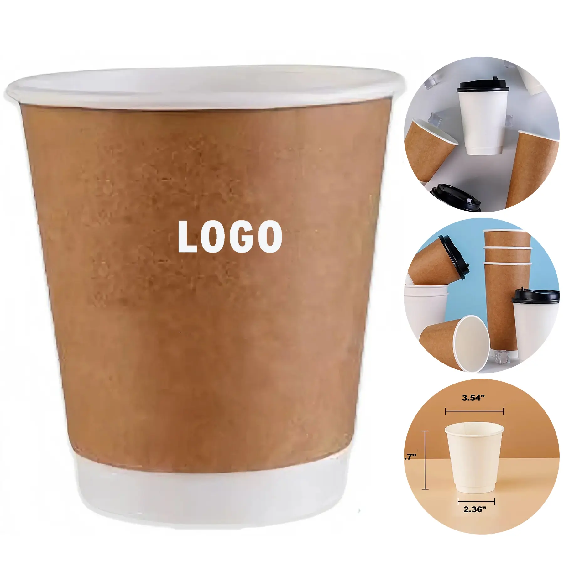 Customizable Double Wall Kraft Paper Hot Coffee Cup Lid 2