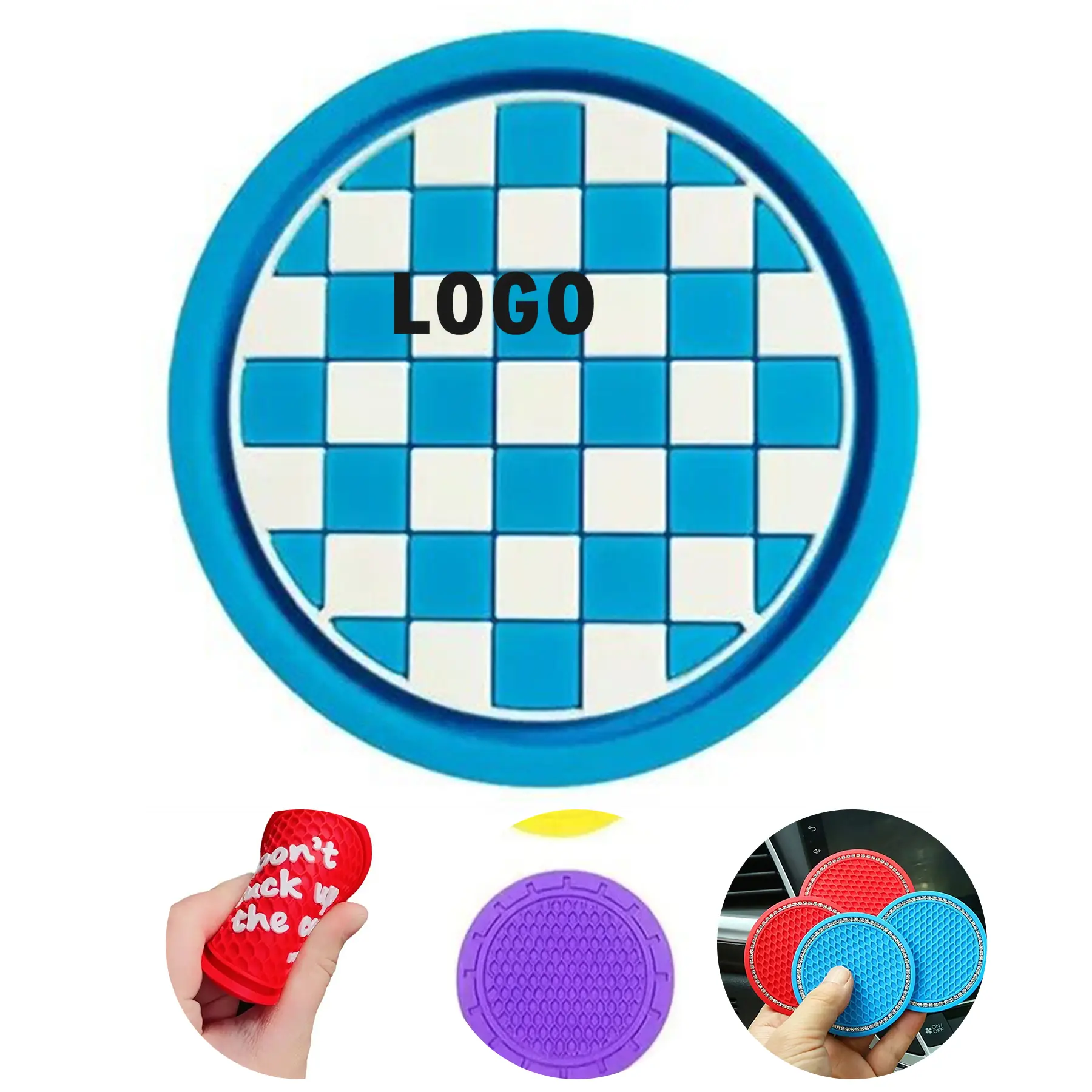 Customizable Waterproof Rubber Car Cup Holder Coasters Non Slip 2