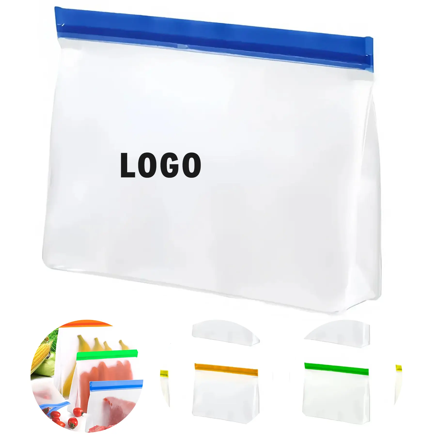 BPA Free Leakproof Reusable Silicone Standing Freezer Bags Food Storage 2