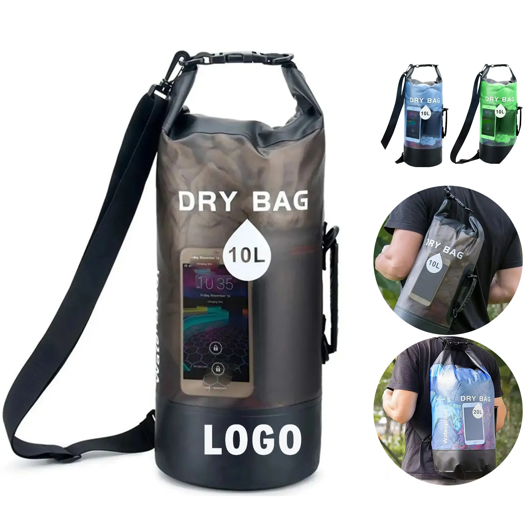 Clear Heavy Duty Dry Bag for Beach Swimming Camping - Transparent Waterproof Storage Sack 2