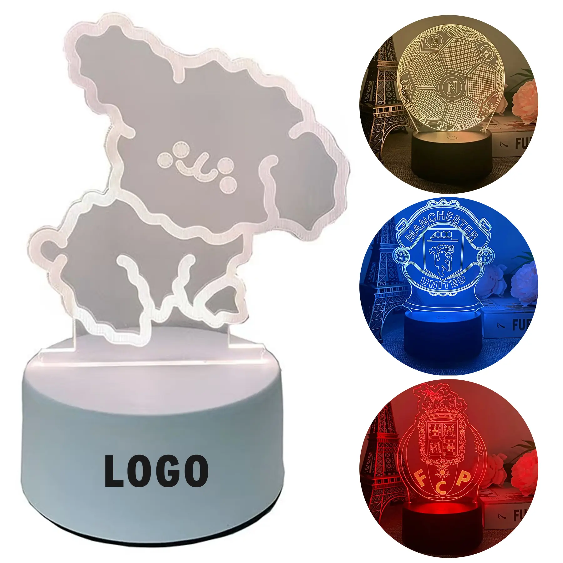 Personalized 3D Illusion LED Night Light with Logo Customizable 2