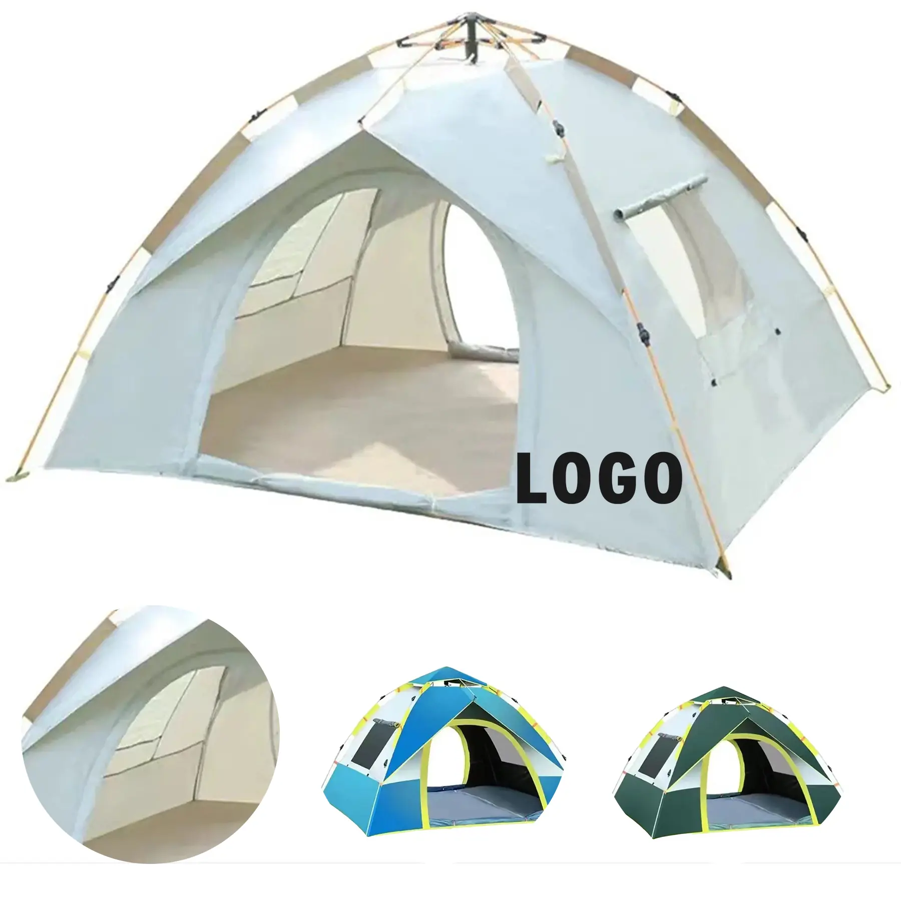 Silver Coated Sunproof Automatic Camping Tent Reinforced Oxford Cloth 2