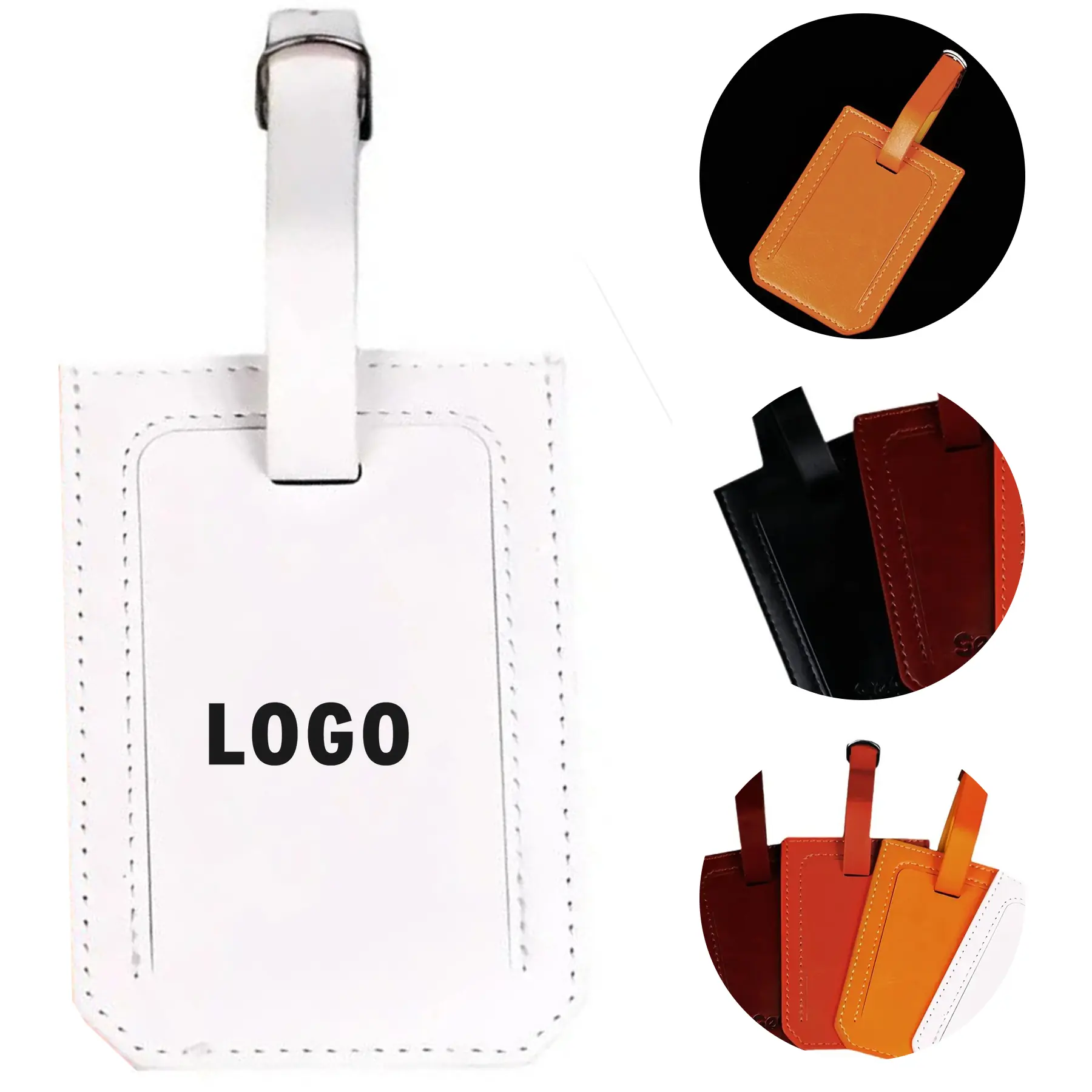 PU Leather Baggage Tag Strap Set Personalized ID Holder 2