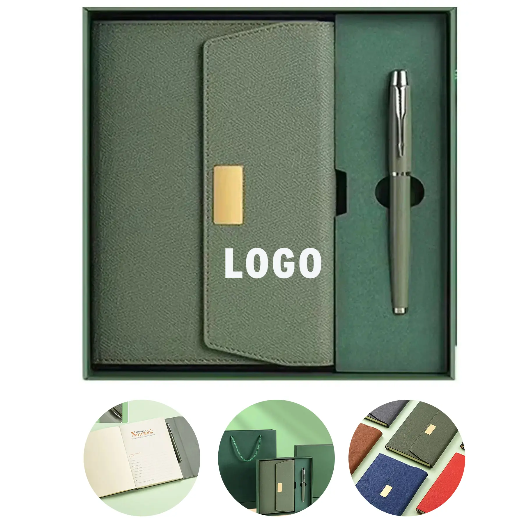 Executive Leather Notebook Pen Set Gift Box 2