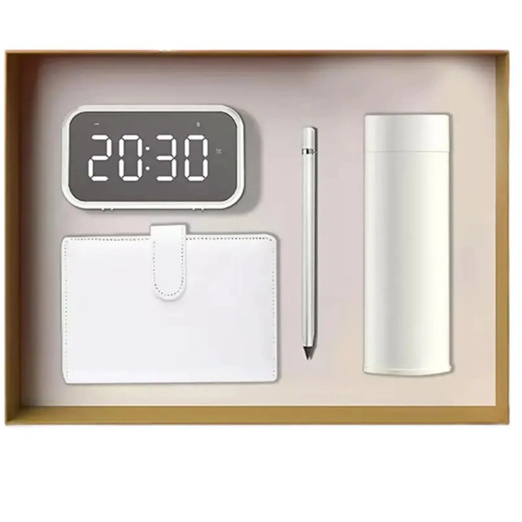Executive Gift Bundle Notebook Tumbler Pen Bluetooth Speaker Clock