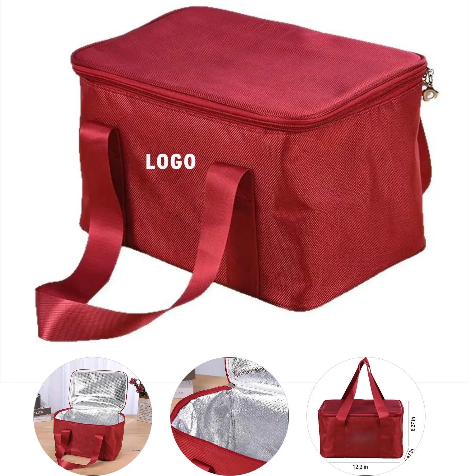 Oxford Cloth Insulated Cooler Bag Handle Food Beverage Carrier 2