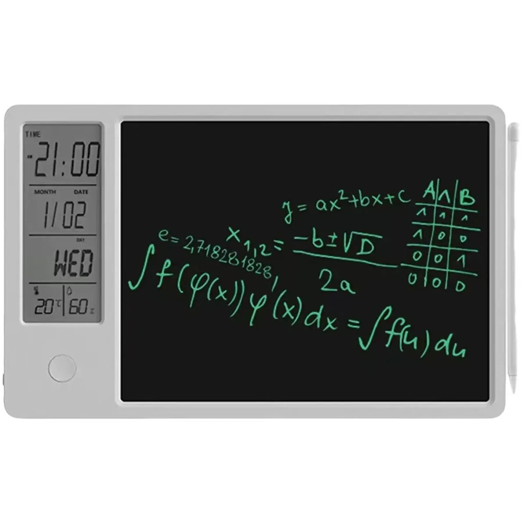 LCD Writing Tablet Calendar Clock Temperature Humidity Monitor