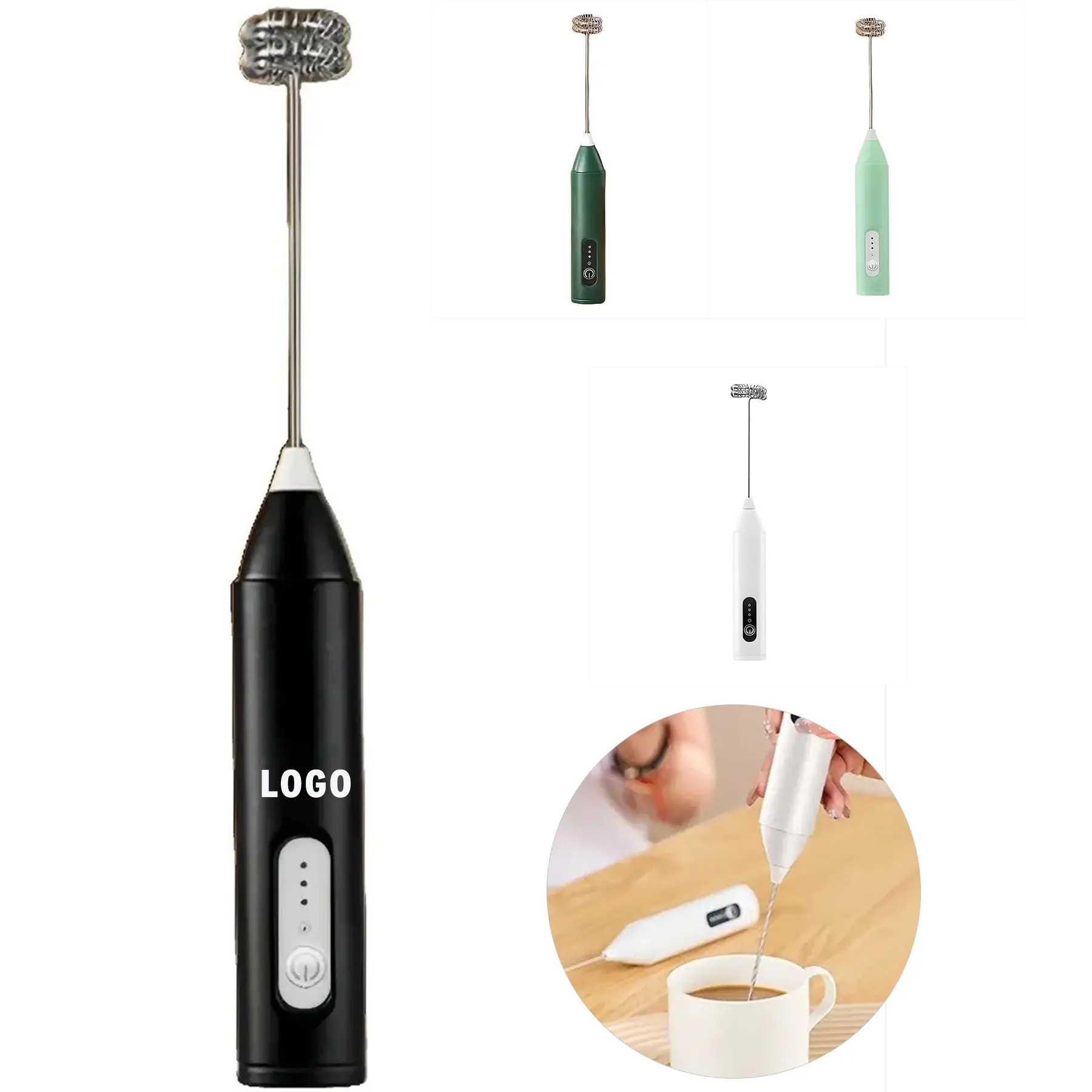 Rechargeable Portable Milk Frother Coffee Whisk Adjustable Speeds 2
