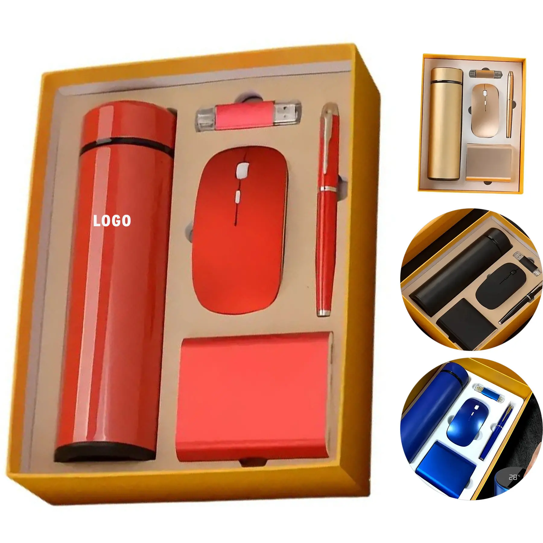 Executive Gift Bundle Smart Temperature Bottle Wireless Mouse Pen USB Drive 2