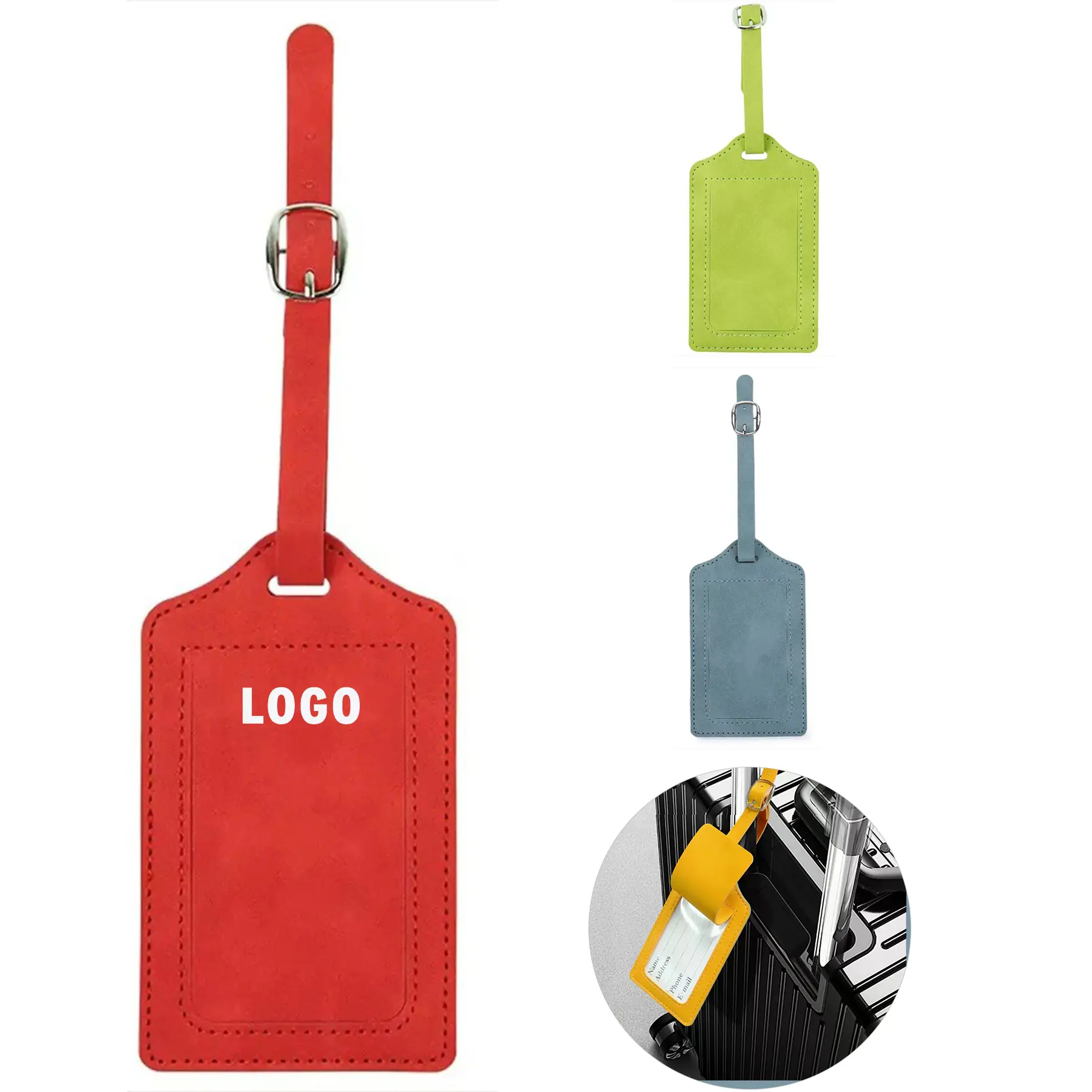 Custom PU Leather Privacy Luggage Tag Card Holder 2