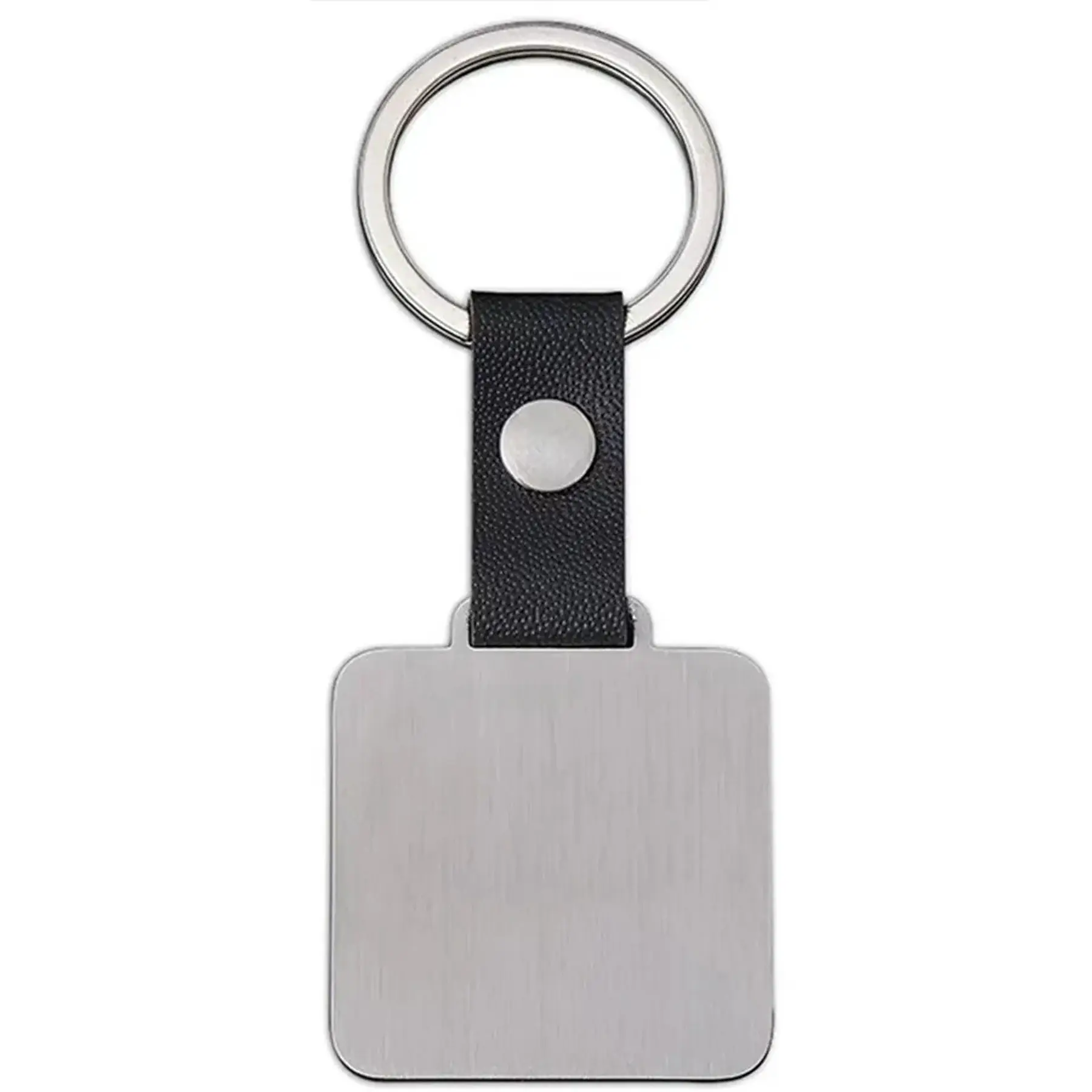 Custom Logo Metal Leather Keychain Tag Square Round