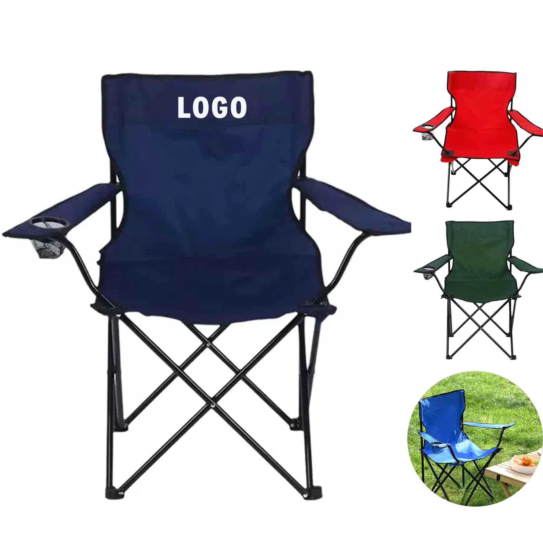 Folding Camping Chair Armrests Cup Holder 2
