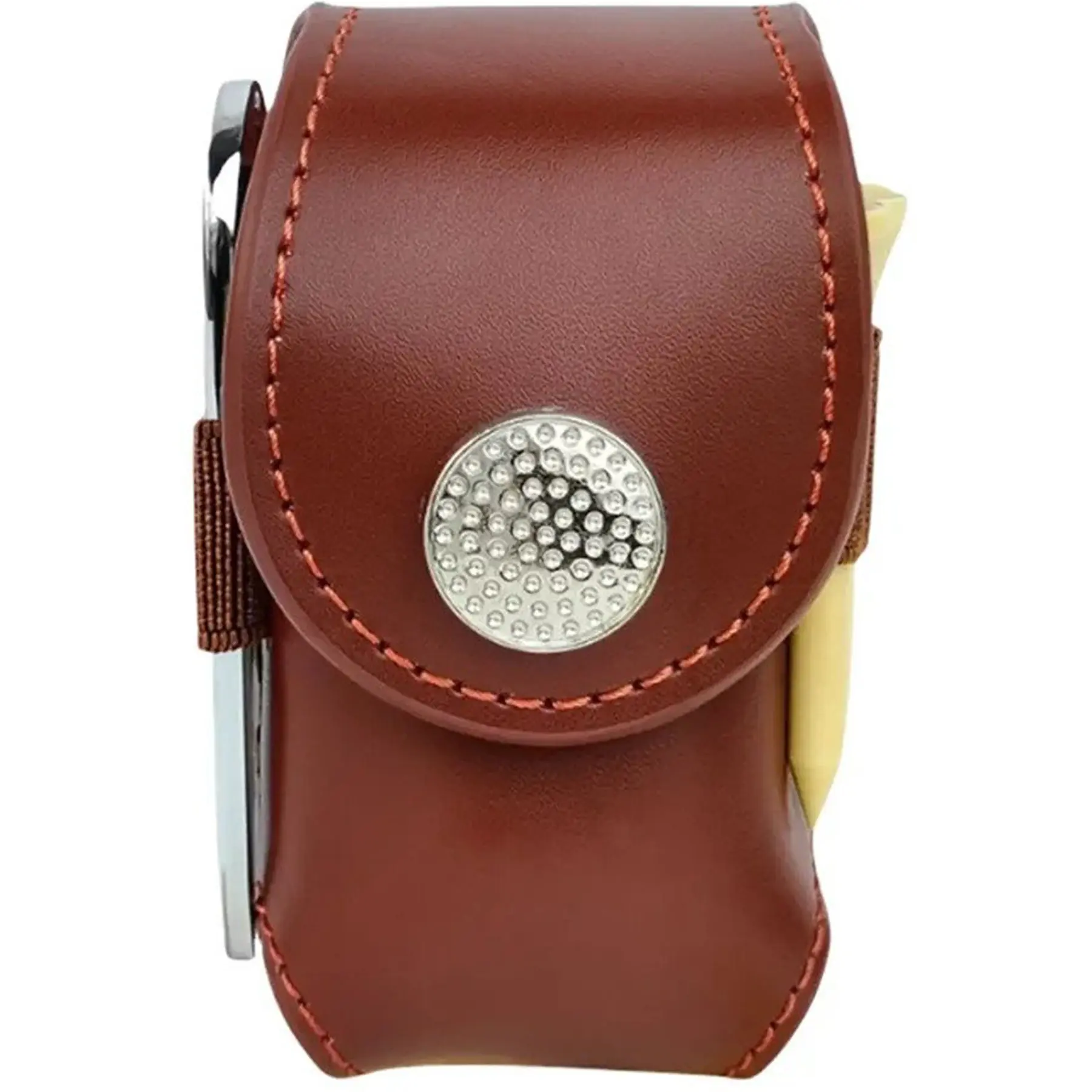 Compact Leather Golf Ball Holder with Belt Clip