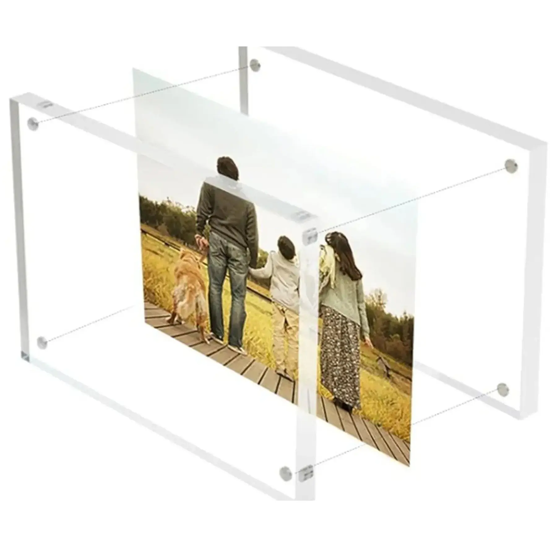 Magnetic Clear Acrylic Photo Frame for Wall Display, Modern Plexiglass Design