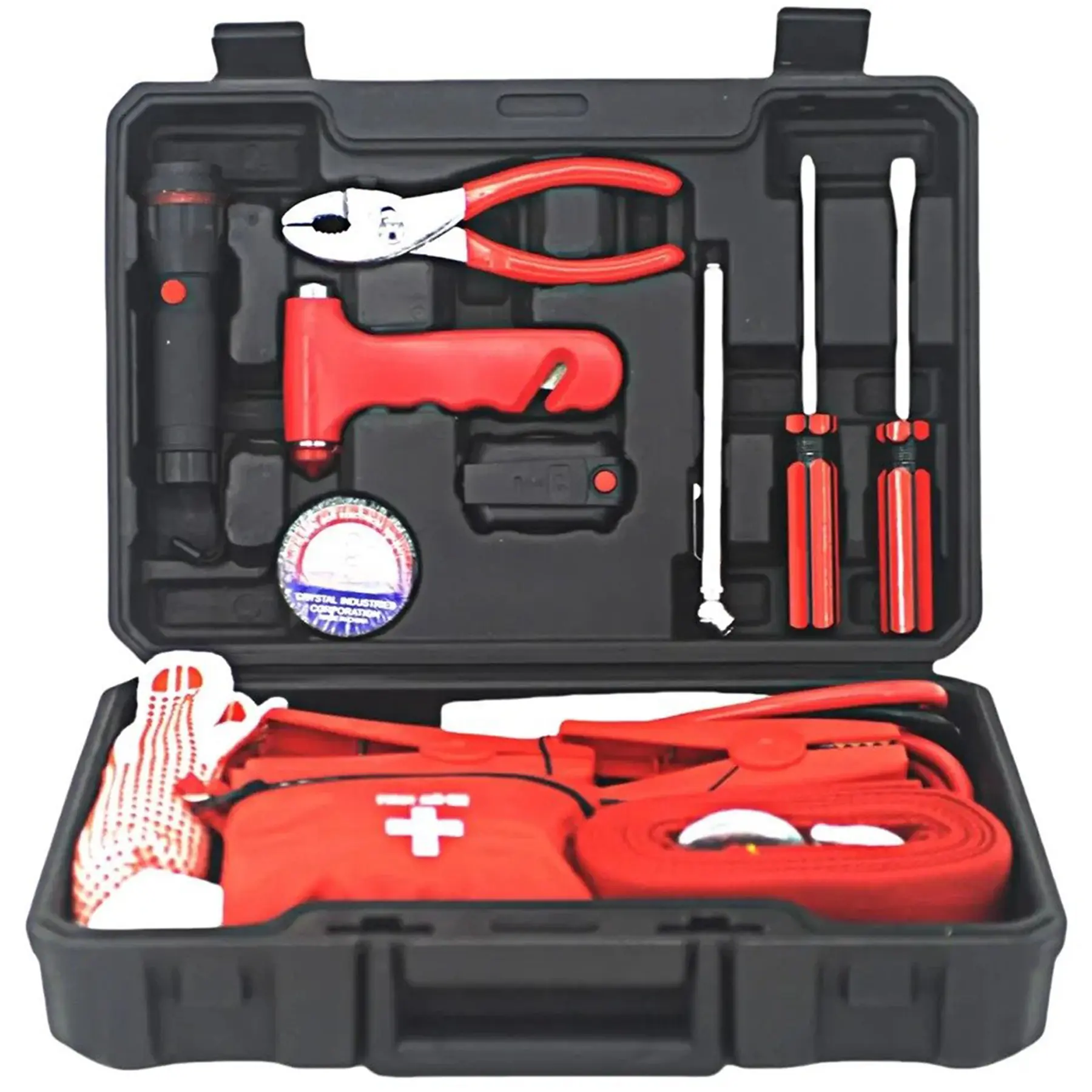21 Piece Vehicle Roadside Emergency Safety Kit with Flashlight and Tools