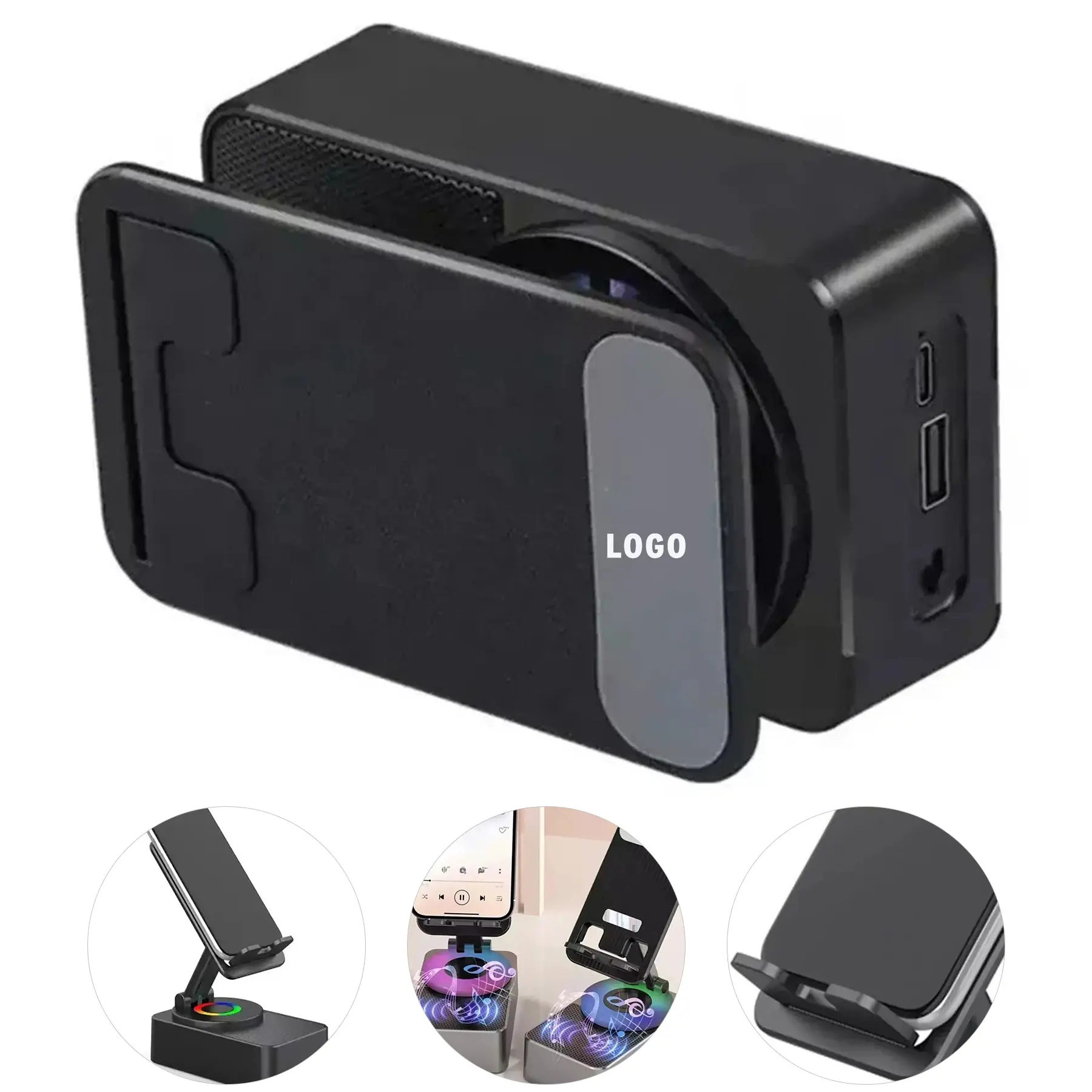 Portable Bluetooth Speaker Phone Holder Power Bank 4in1 2