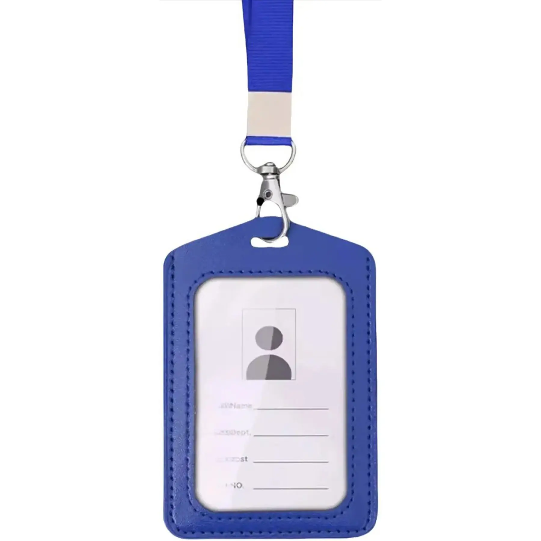 Custom PU Leather ID Badge Holder with Clear Front Back for Vertical Cards