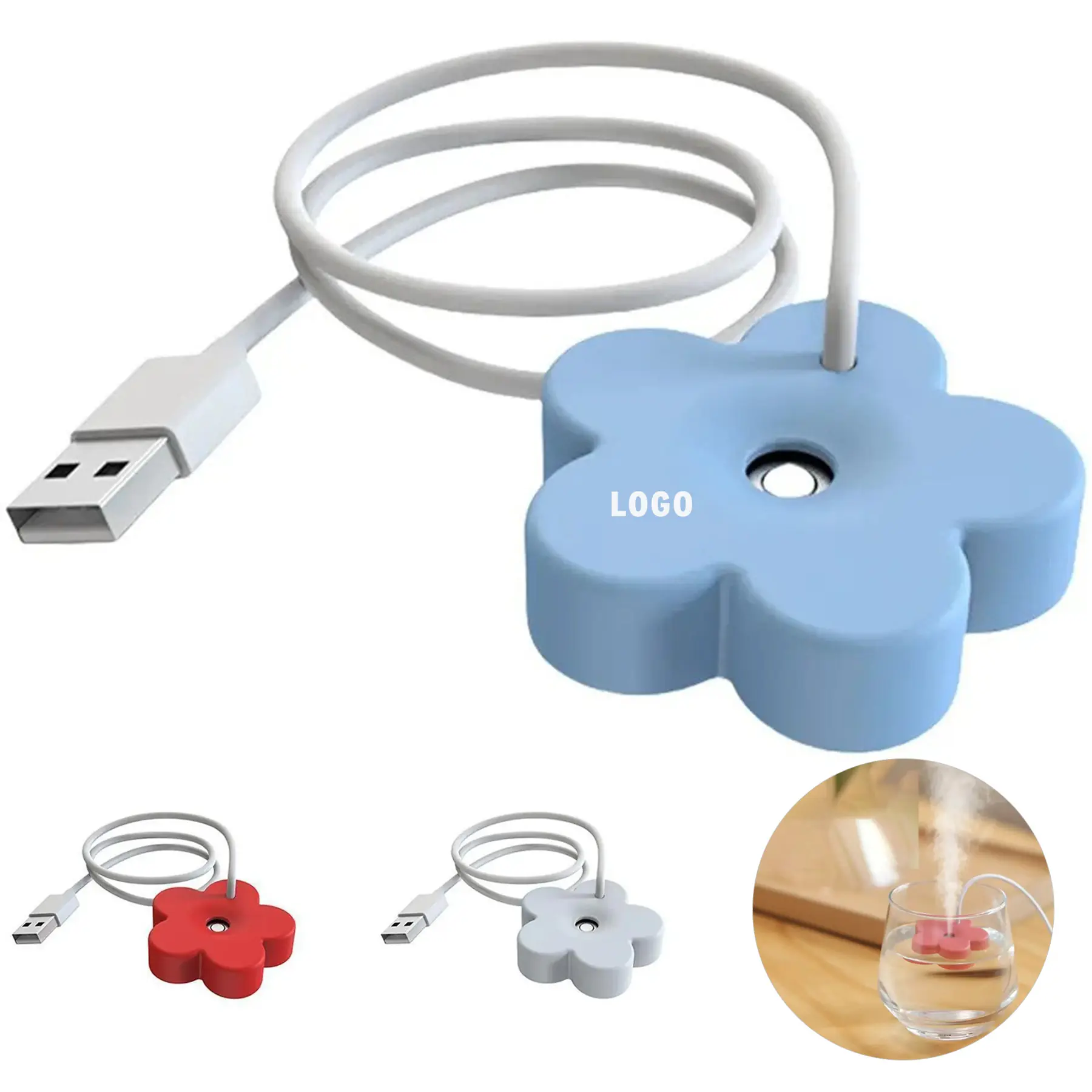 Tankless Flower Humidifier for Travel, USB Ultrasonic Cool Mist Maker with Auto Shut-Off 2
