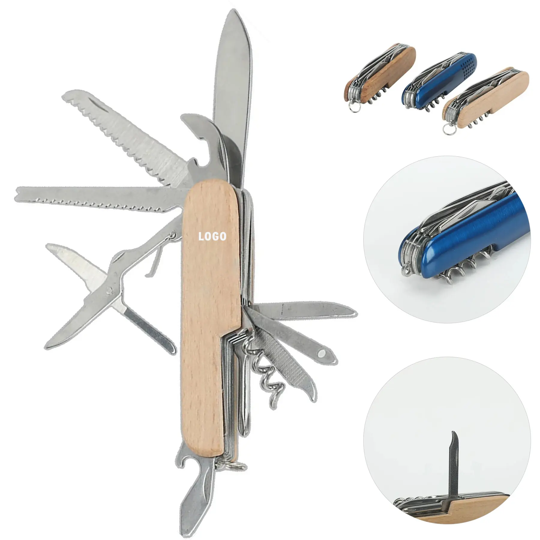 Custom Wood Engraved Folding Knife Multitool 11 Functions 2