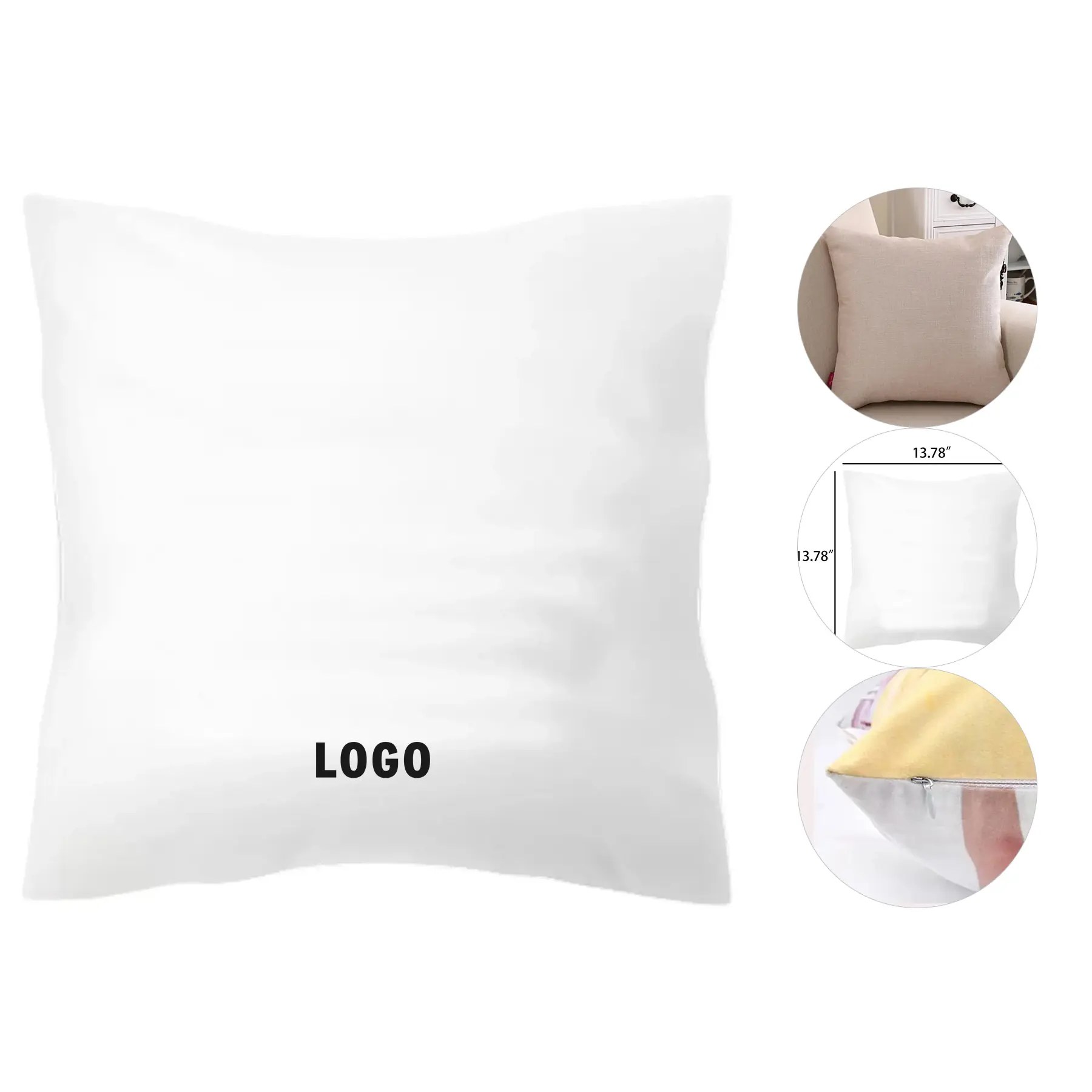 Custom Logo Plush Throw Pillow Soft Fabric Decorative Cushion 2