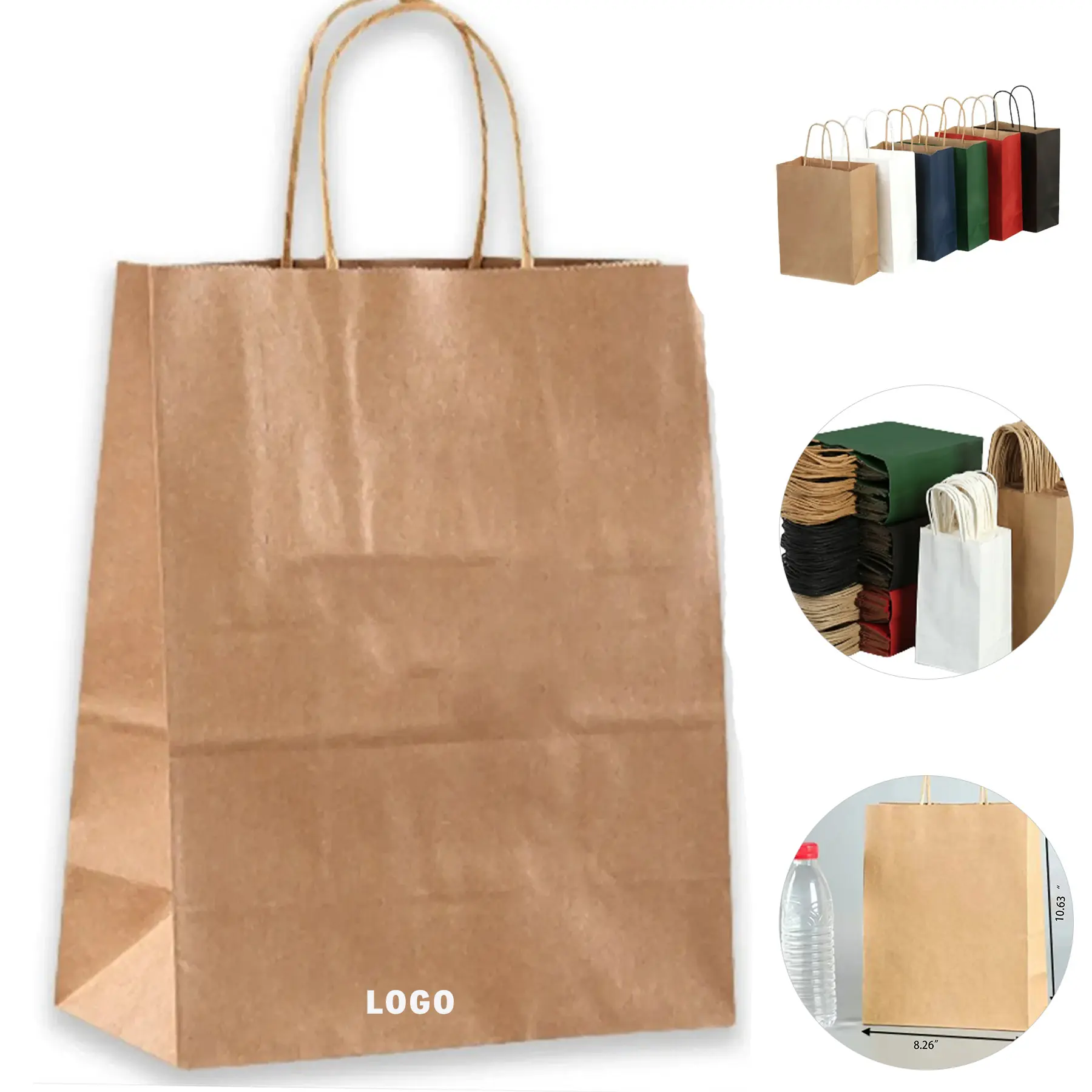 Bulk Kraft Paper Gift Bags Handles Twisted Brown 2