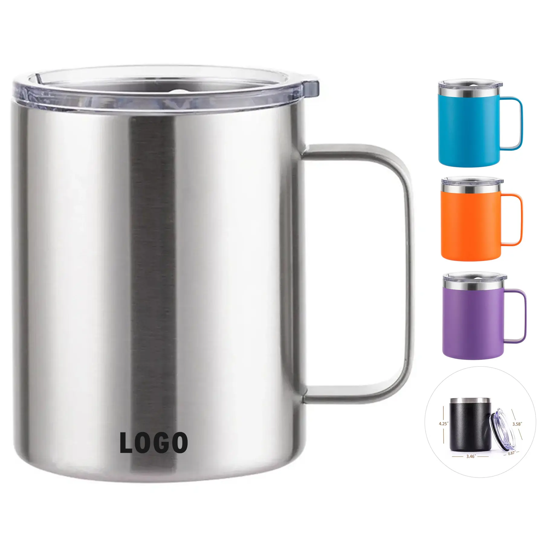 12 Ounce Stainless Steel Insulated Travel Mug Handle Custom 2