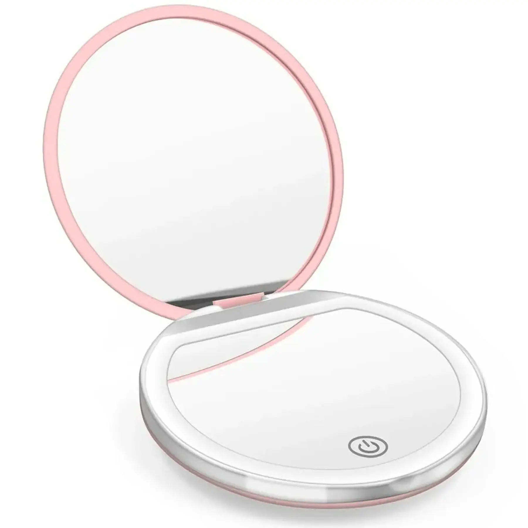 Rechargeable LED Vanity Mirror with Adjustable Brightness Round Travel Size