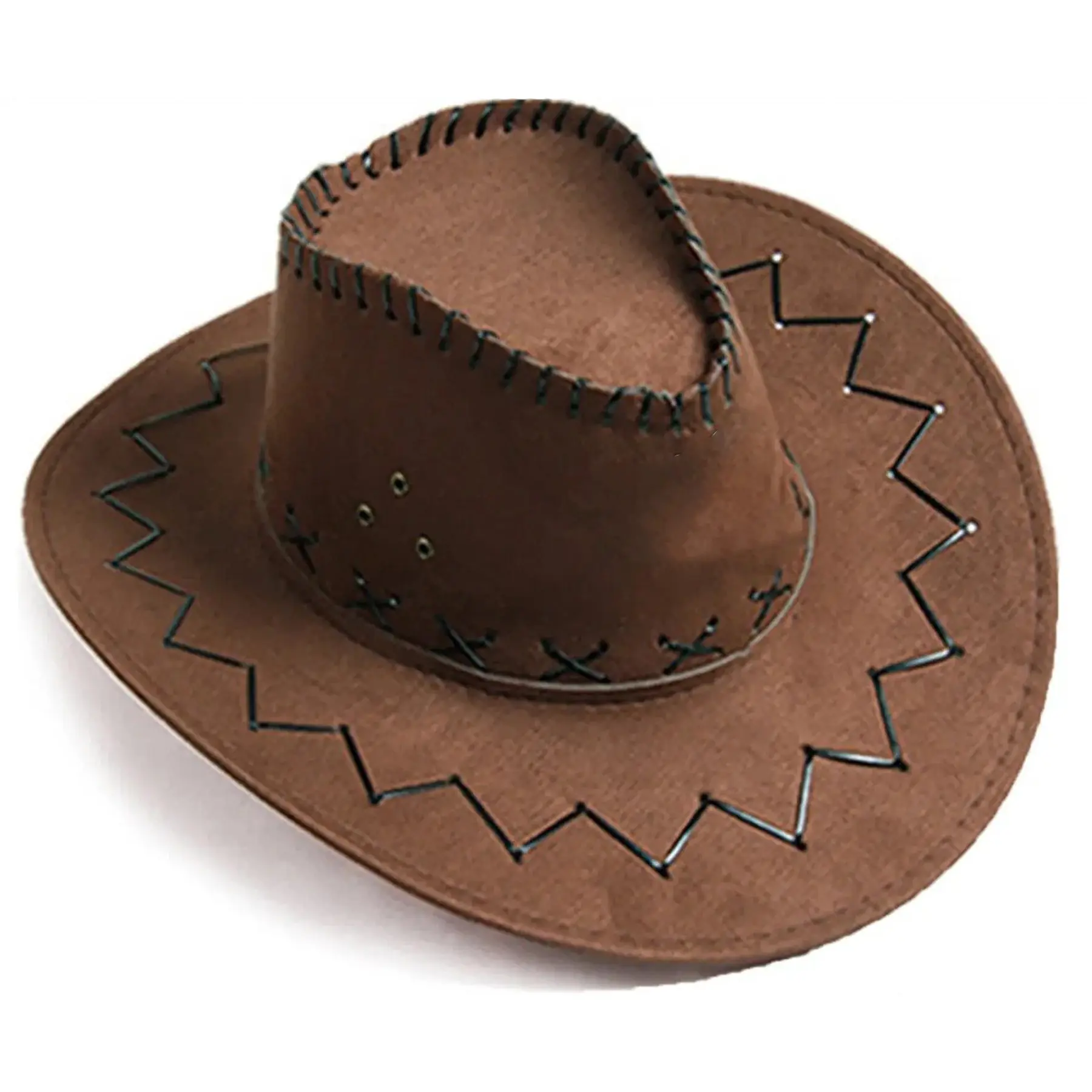 Classic Western PU Leather Cowboy Hat Adjustable Brim Sun Protection