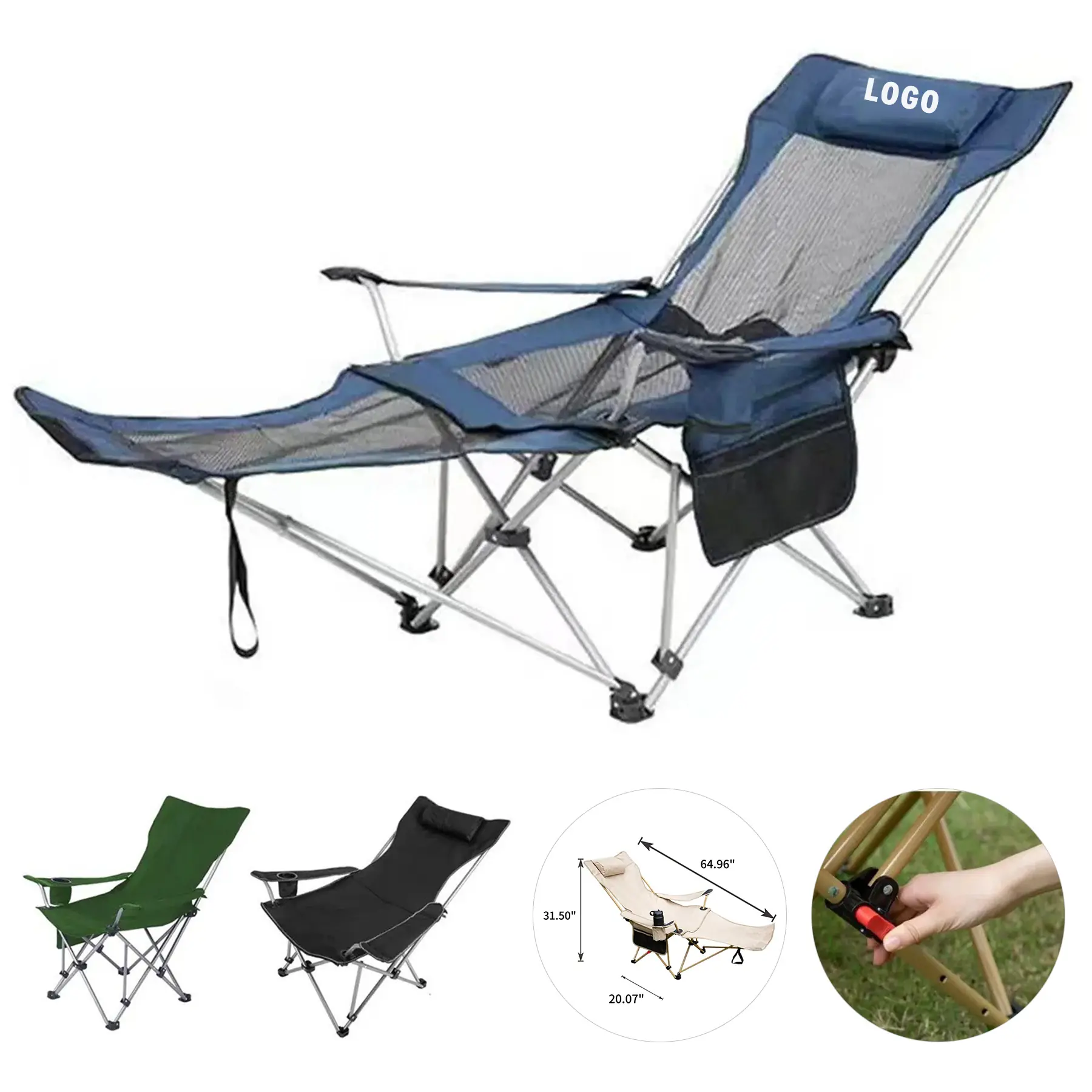 Compact Foldable Camping Chair with Cup Holder Storage Pockets 2