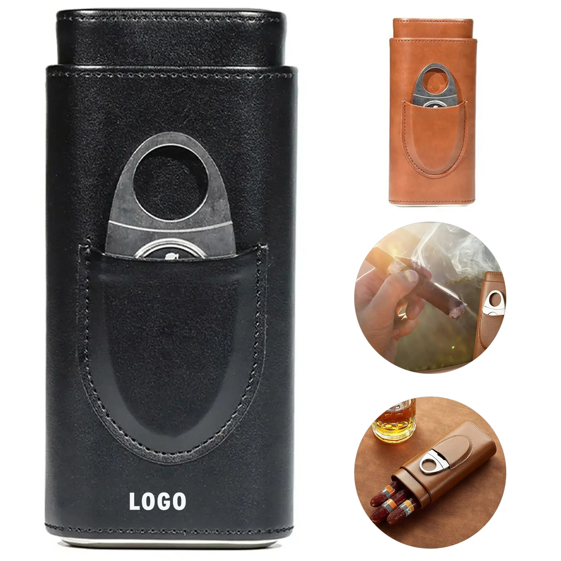 Portable Cigar Humidor Gift Box Cutter Included 2