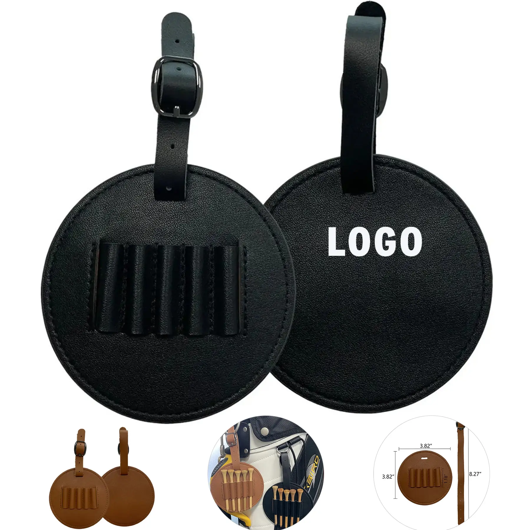 Golf Tees Organizer Pouch Leather Buckle Carry Case 2