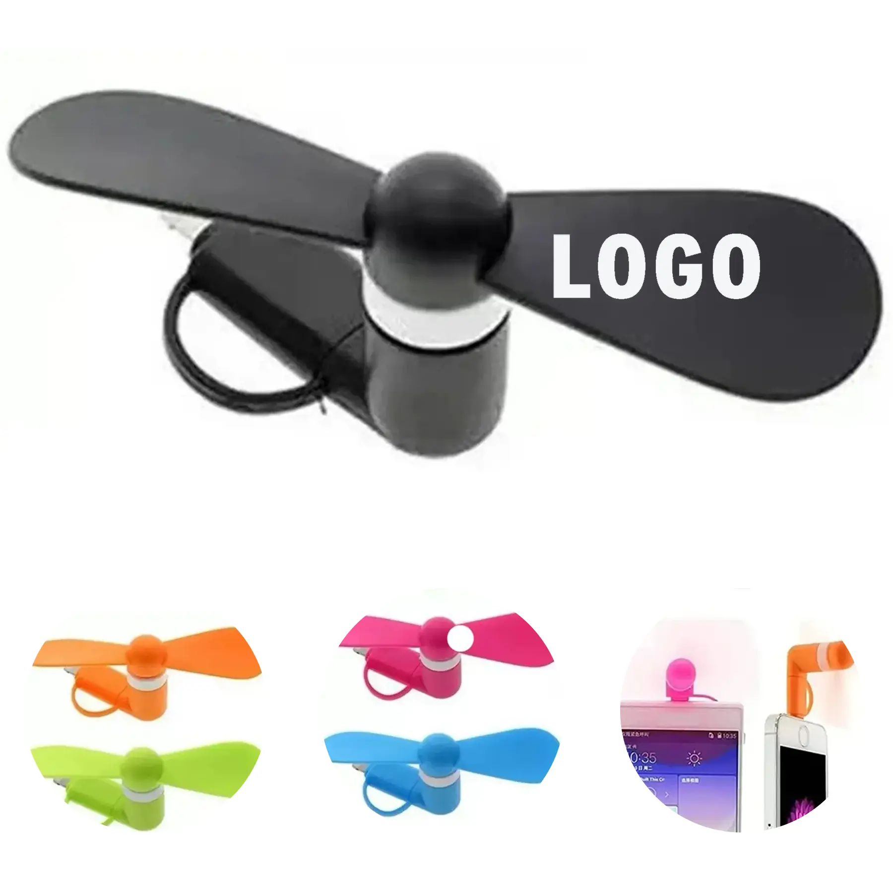 Portable Silicone Fan with USB-C Micro USB Connector for Phone 2
