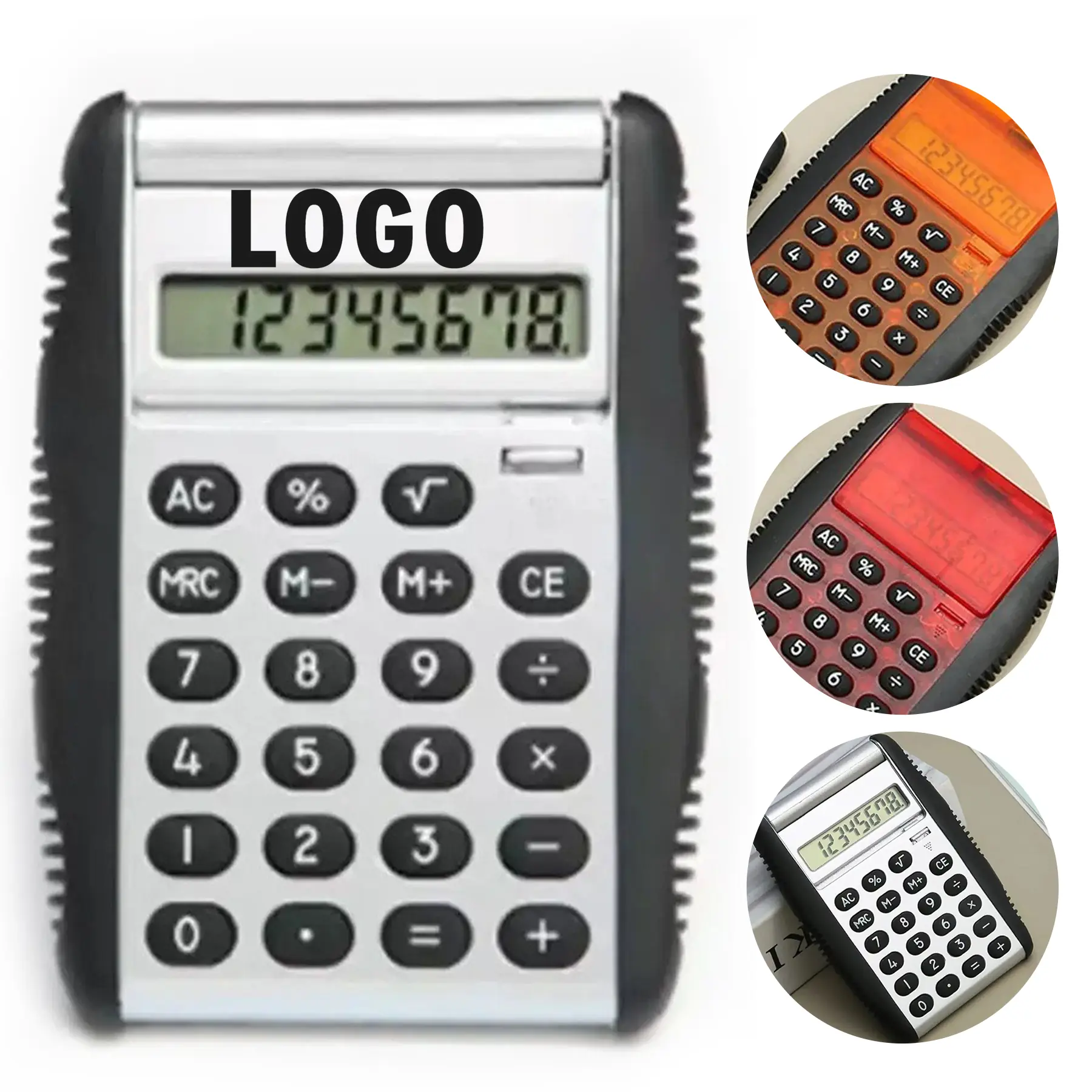 Pocket Rubber Grip Calculator 8 Digit Memory Flip Stand 2