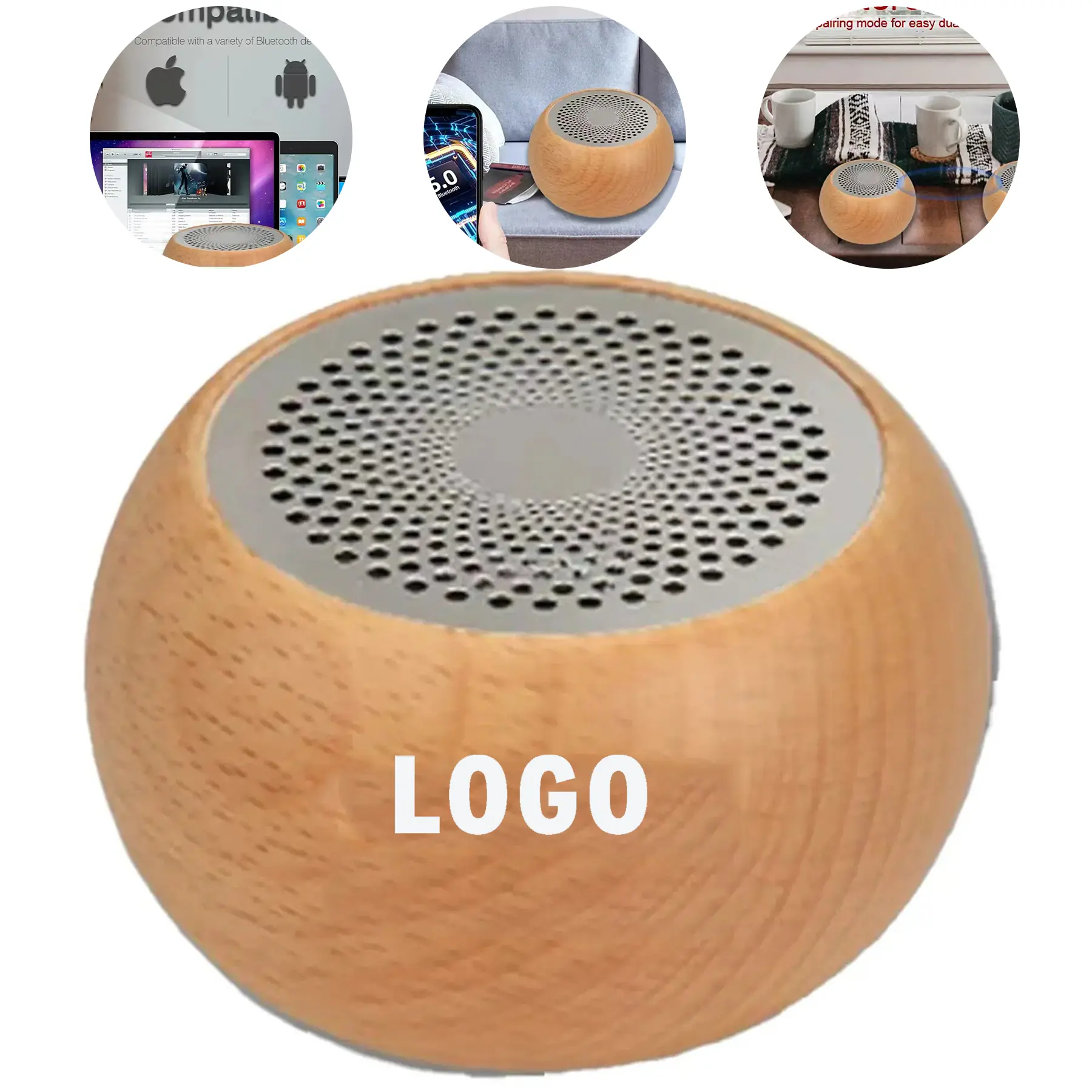 Portable Wooden Bluetooth Speaker Custom Logo 2