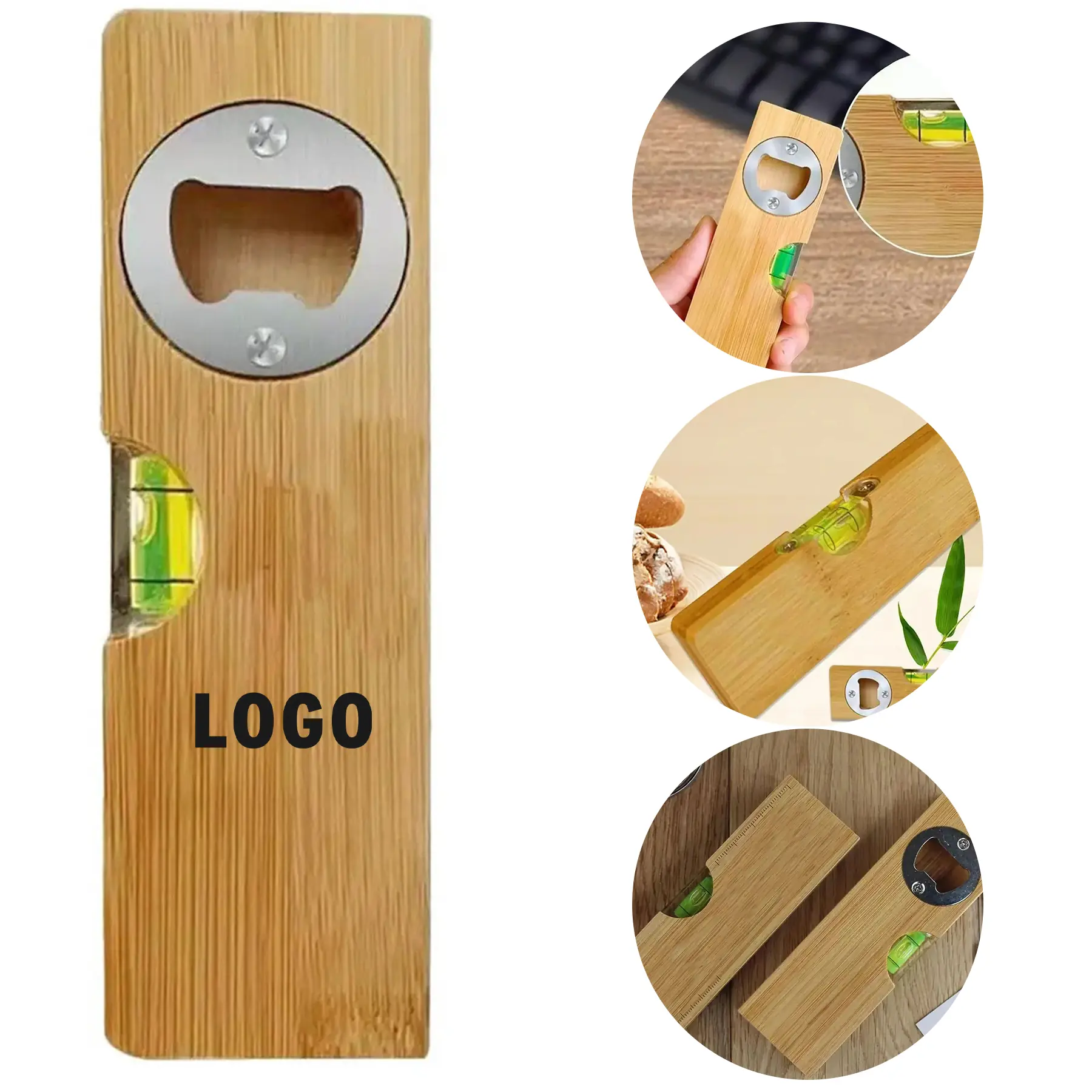 Bamboo Spirit Level Bottle Opener Multi Tool 2