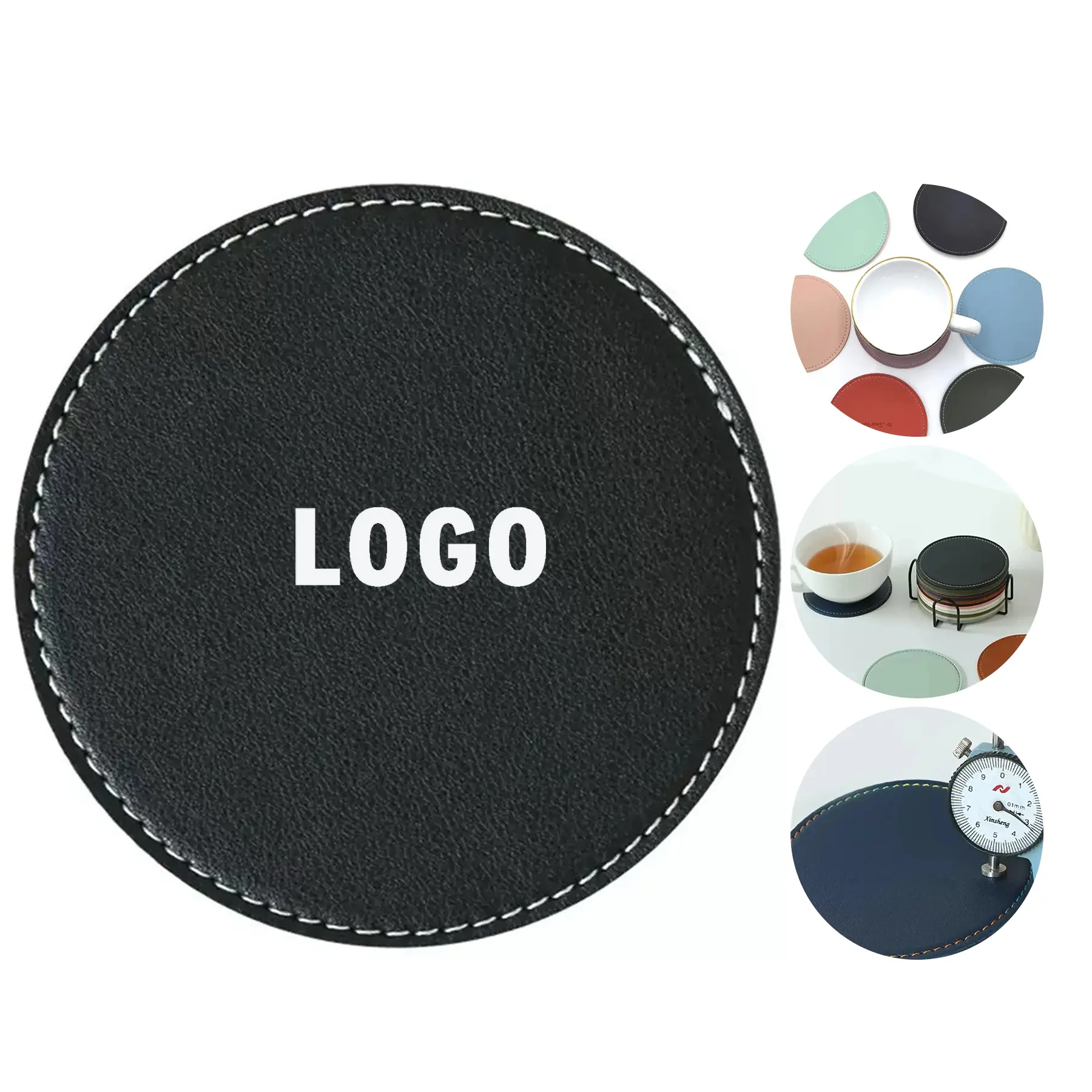 Custom Leather Drink Coasters Personalized Logo Promotional Giveaways 2