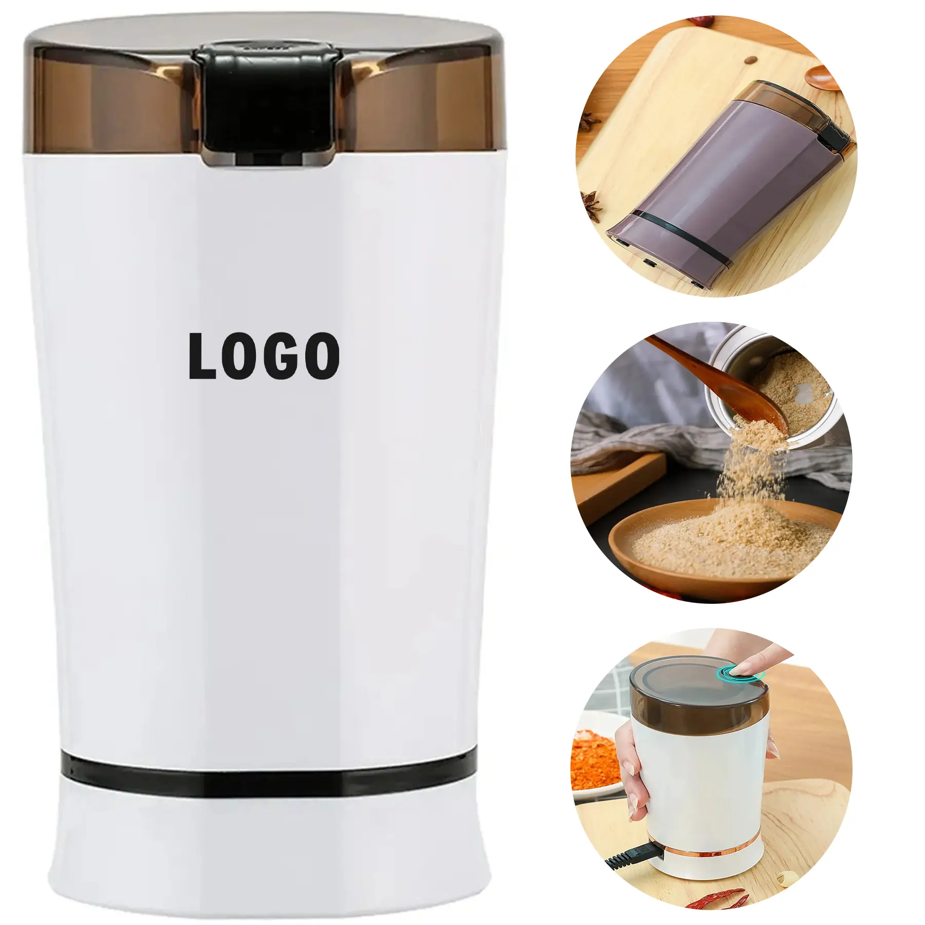 Stainless Steel Electric Coffee Spice Grain Grinder Compact Portable 2