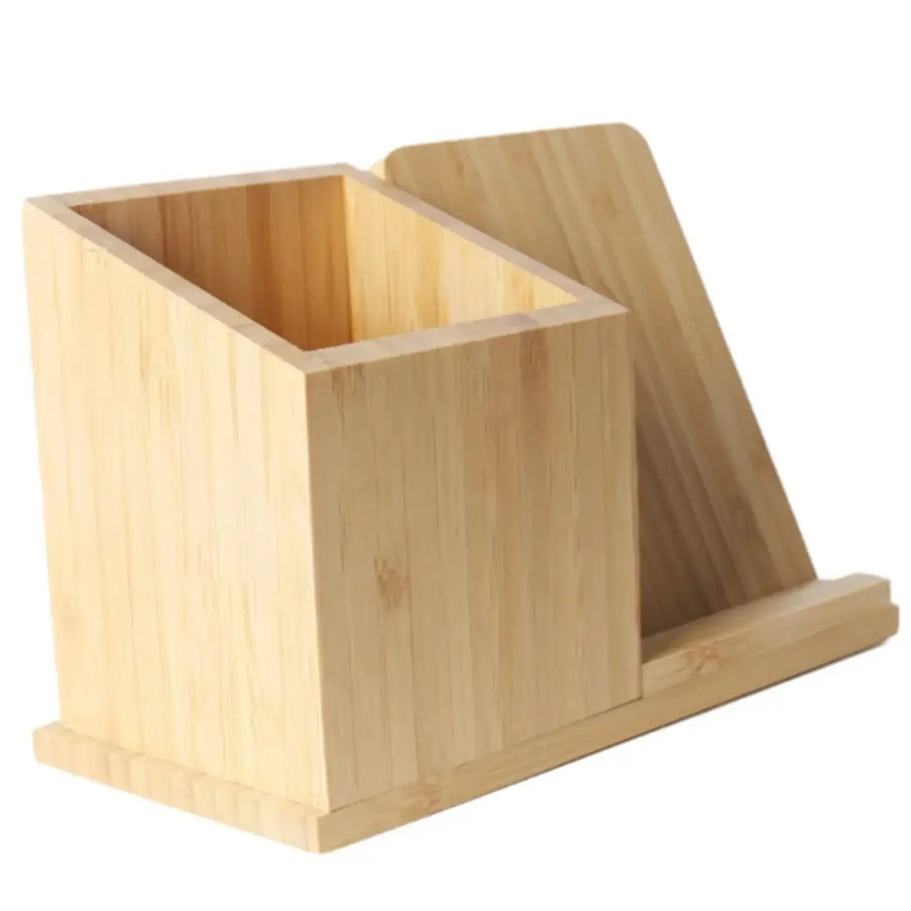 Bamboo Desk Organizer Wireless Charging Station Phone Holder Stand