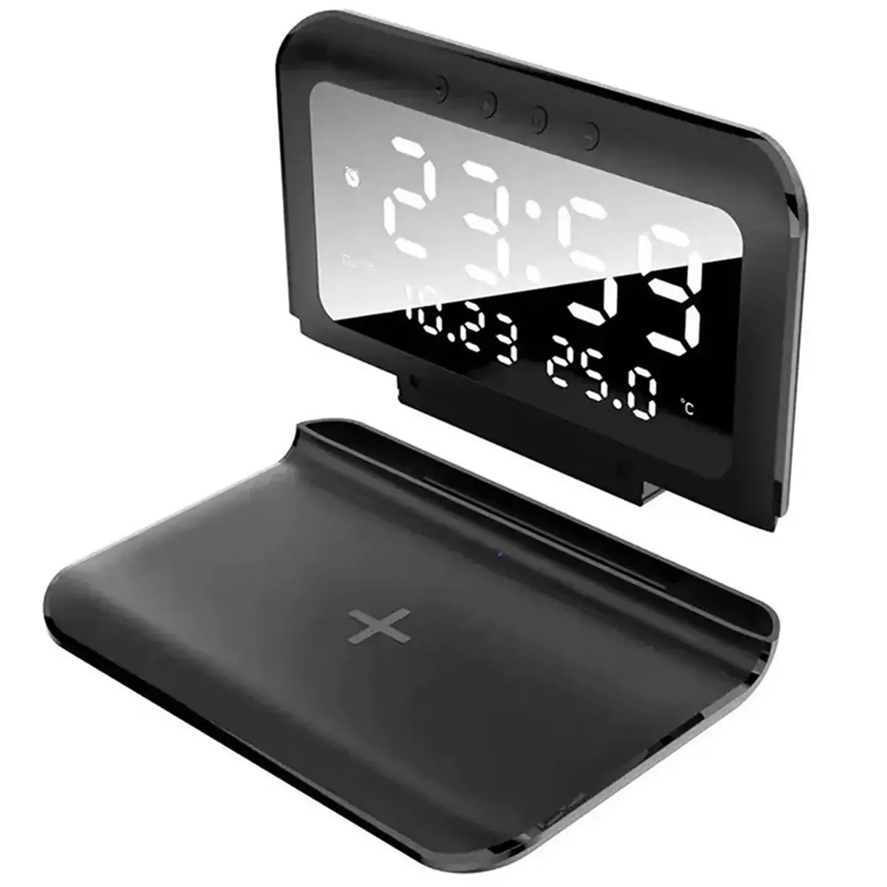 LED Temperature Display Smart Clock Wireless Charging Pad Tabletop Alarm
