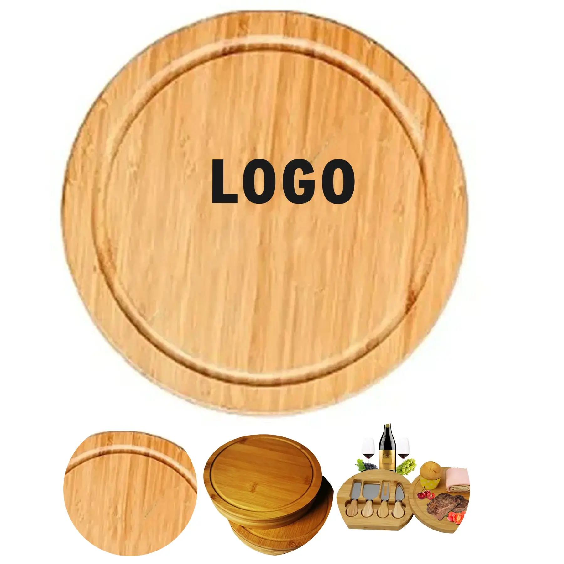 Bamboo Cheese Serving Board Set Foldable Knife Storage Compact Outdoor 2