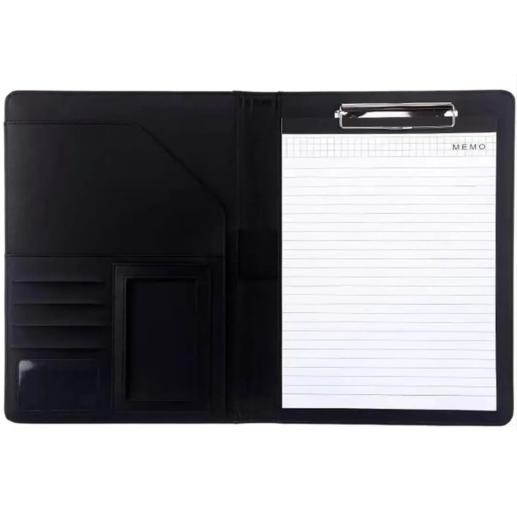 Faux Leather Executive Folder Multiple Card Slots Pen Loop ID Window