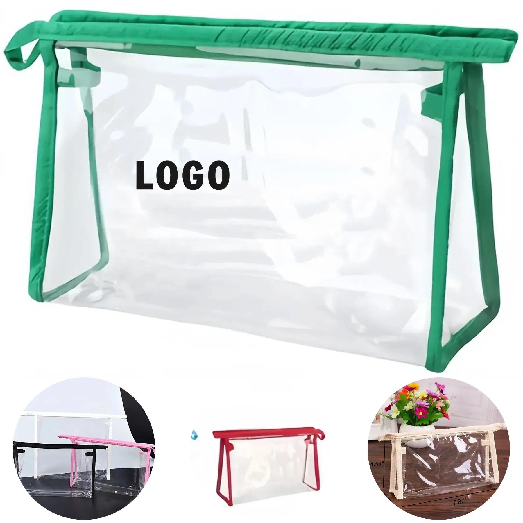 Clear PVC Cosmetics Pouch Color Trim Zipper 2