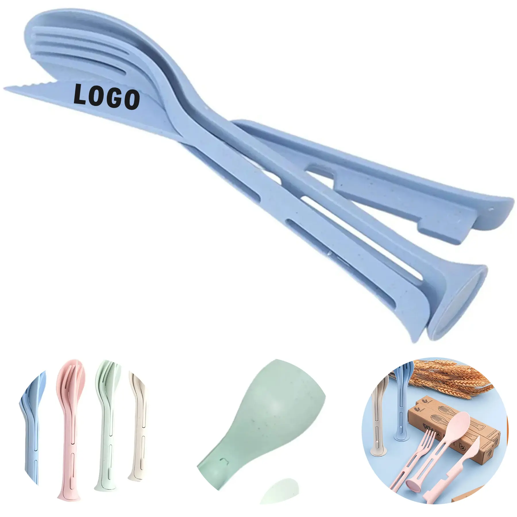 Biodegradable Wheat Straw Child Utensil Set Portable Cutlery 2