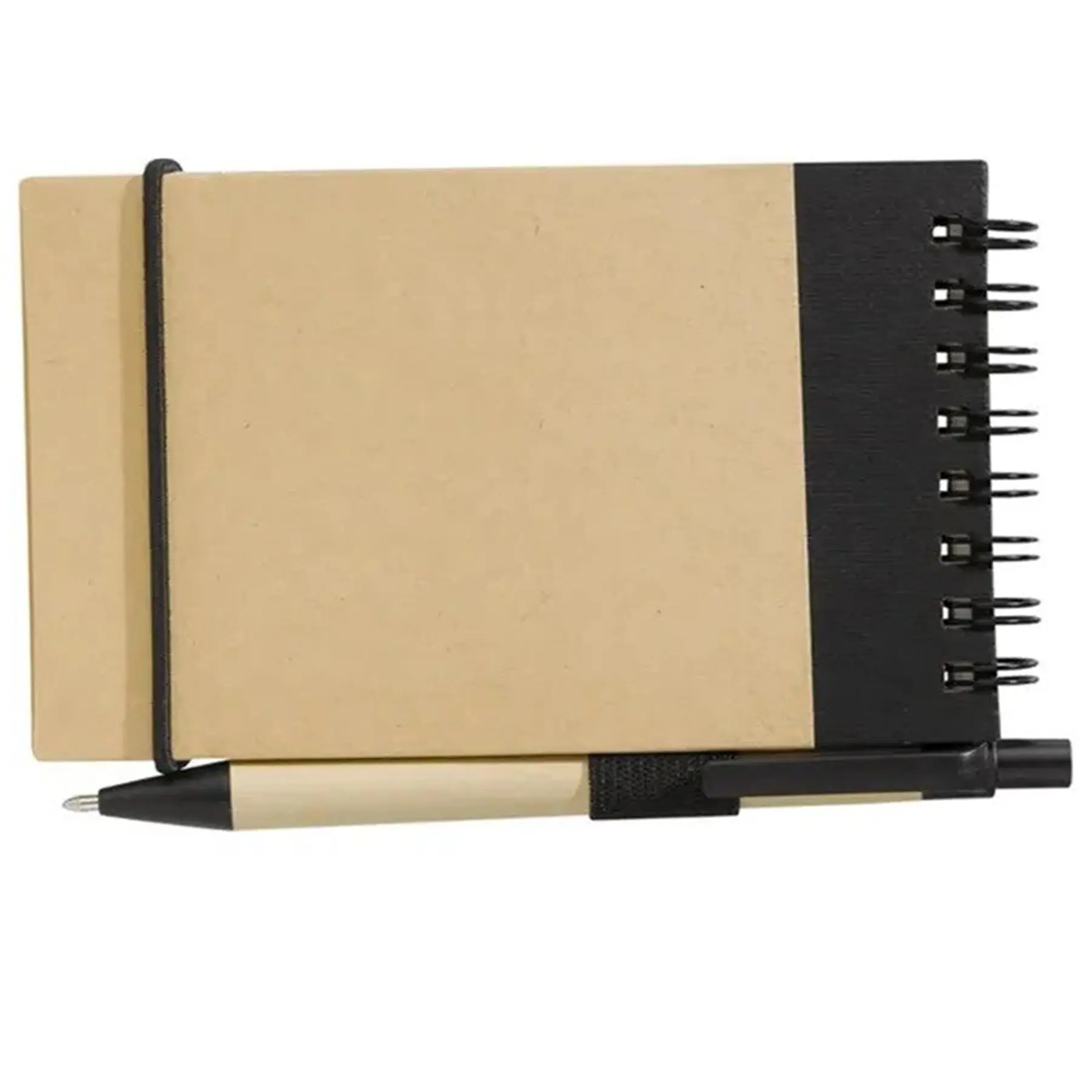 Sustainable Kraft Spiral Notebook Elastic Closure Pen