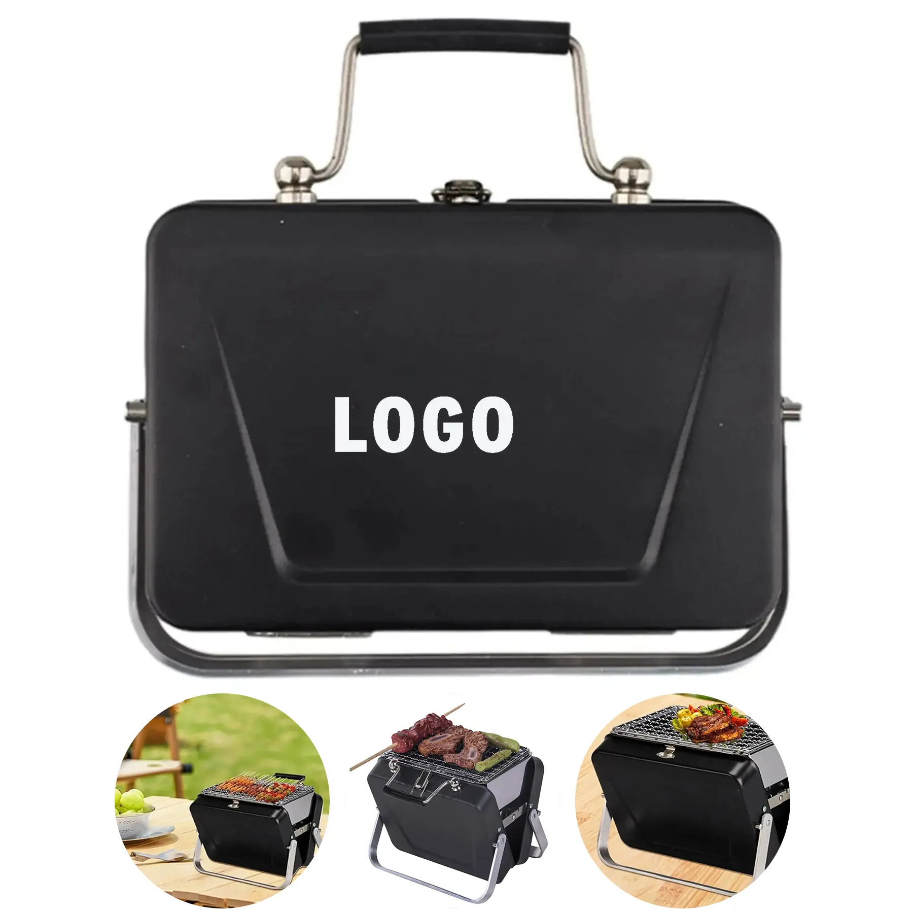 Compact Briefcase Charcoal Grill Foldable Portable Barbecue 2