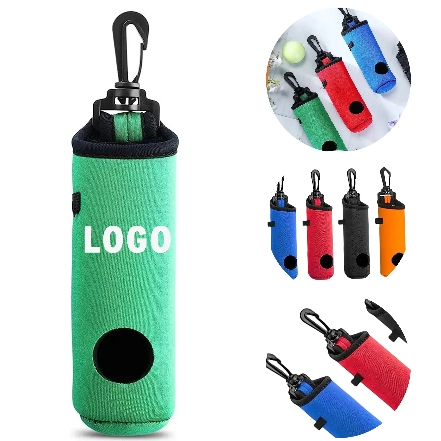 Soft Neoprene Golf Ball Pouch Tee Holder Clip Carrier 2