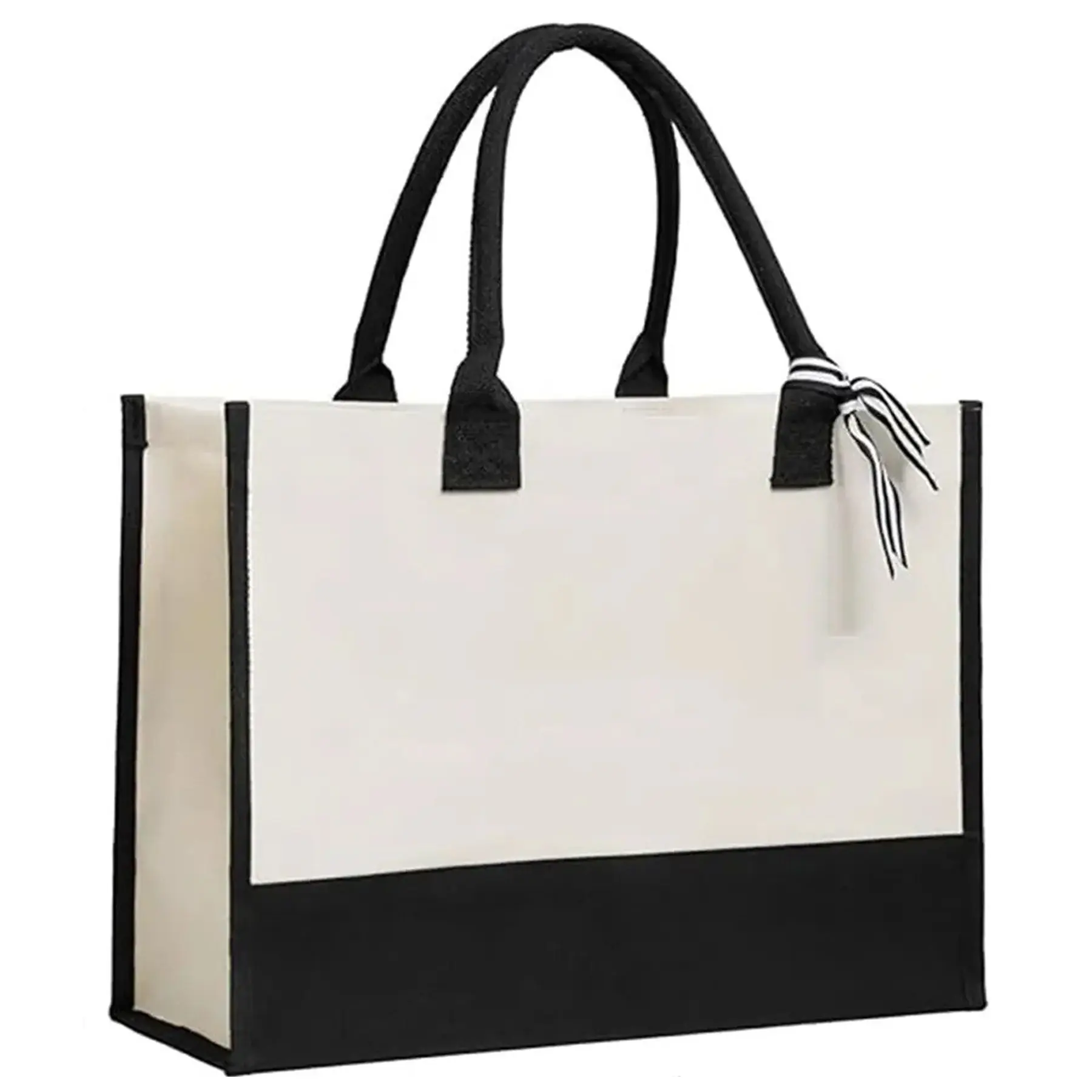 Personalized Canvas Beach Tote Custom Initial Monogram Shopping Bag