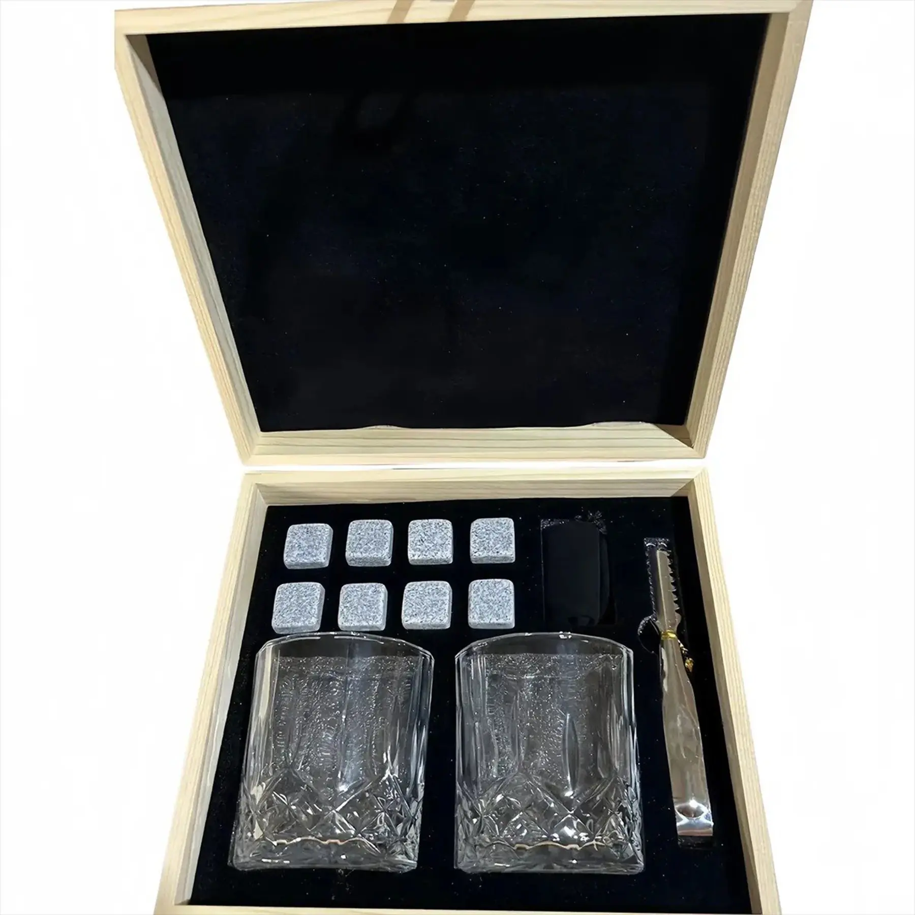 Premium Whiskey Chilling Stones Gift Set with 2 Tumblers