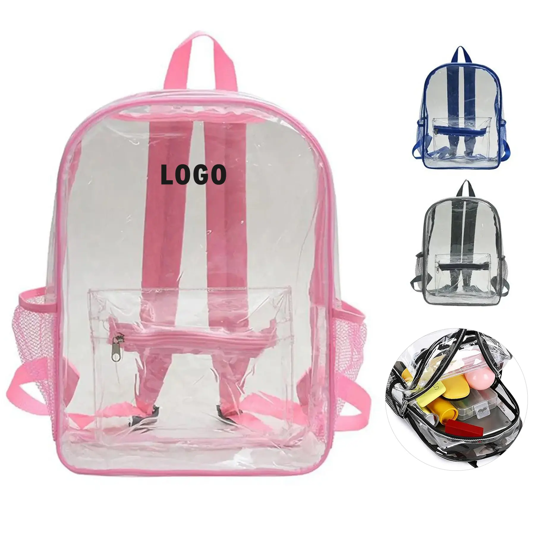 Heavy Duty Transparent Backpack for Women Girls School Waterproof PVC Bookbag 2