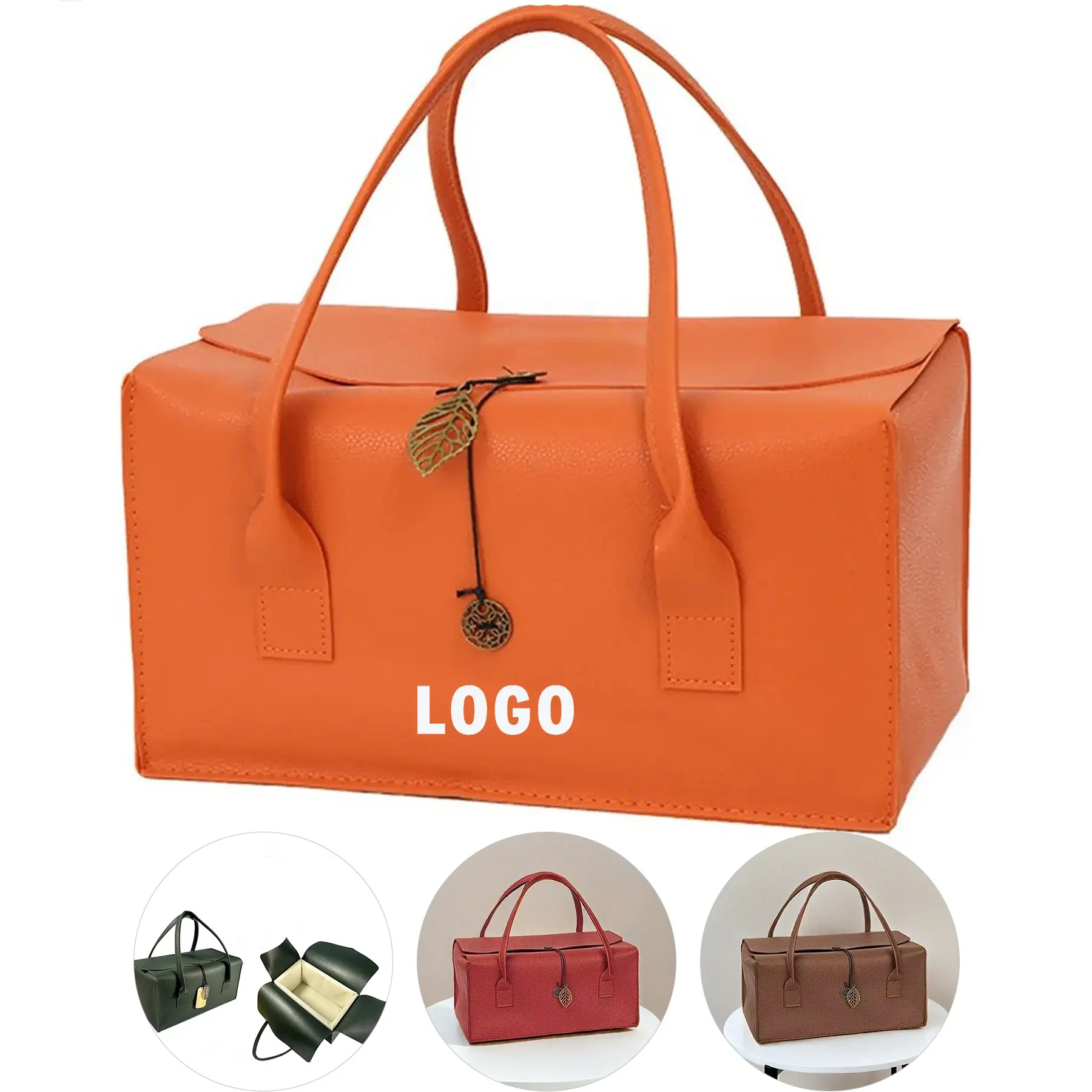 Customizable PU Leather Gift Bag Large Capacity Stock Ready 2